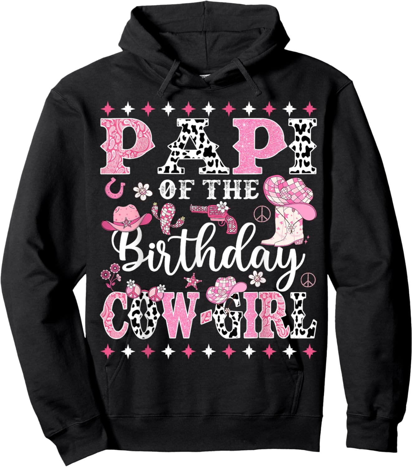 Papi Of The Birthday CowGirl Rodeo CowGirl Birthday Hoodie - Hoodie | Black