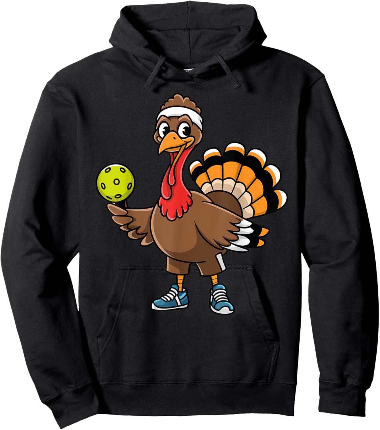 Dabbing Pickleball Turkey Funny Thanksgiving Pickleball Hoodie - Hoodie | Black