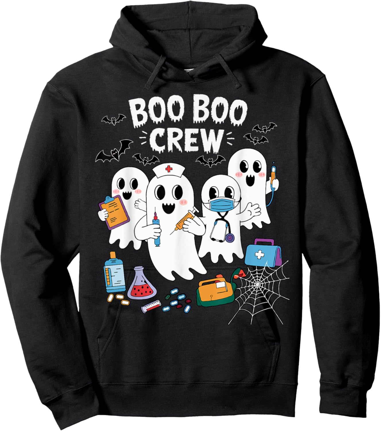 Boo Boo Crew Nurse Funny Ghost Women Halloween Nurse Hoodie - Hoodie | Black