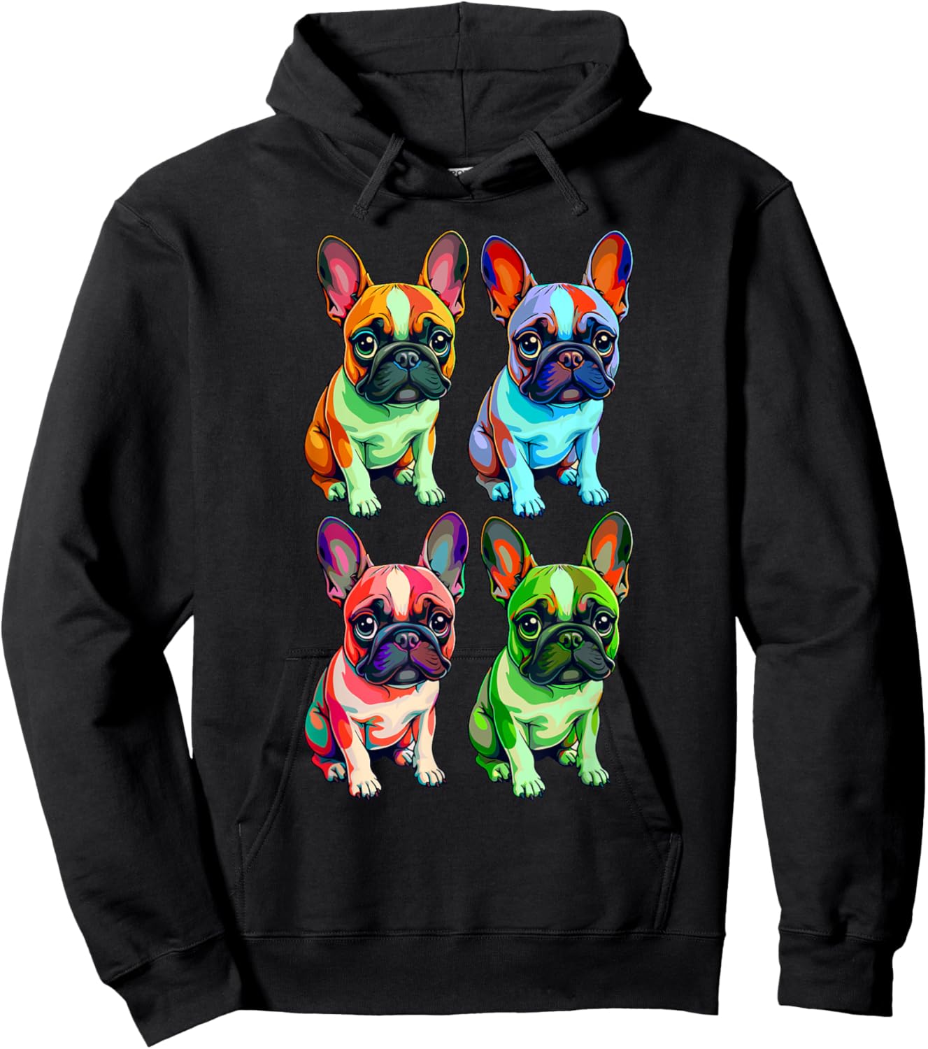 French Bulldog Colorful Pop Art for Frenchie Dog Moms Hoodie - Hoodie | Black