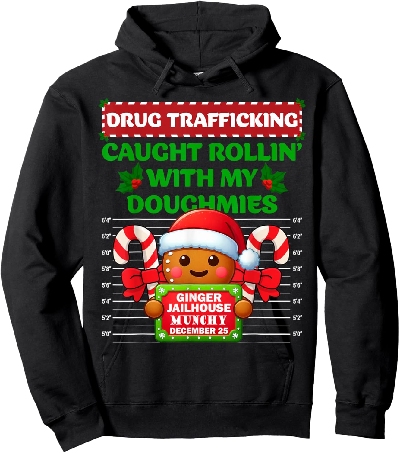 Funny Gingerbread Inmate Christmas Matching Family Group Set Hoodie - Hoodie | Black
