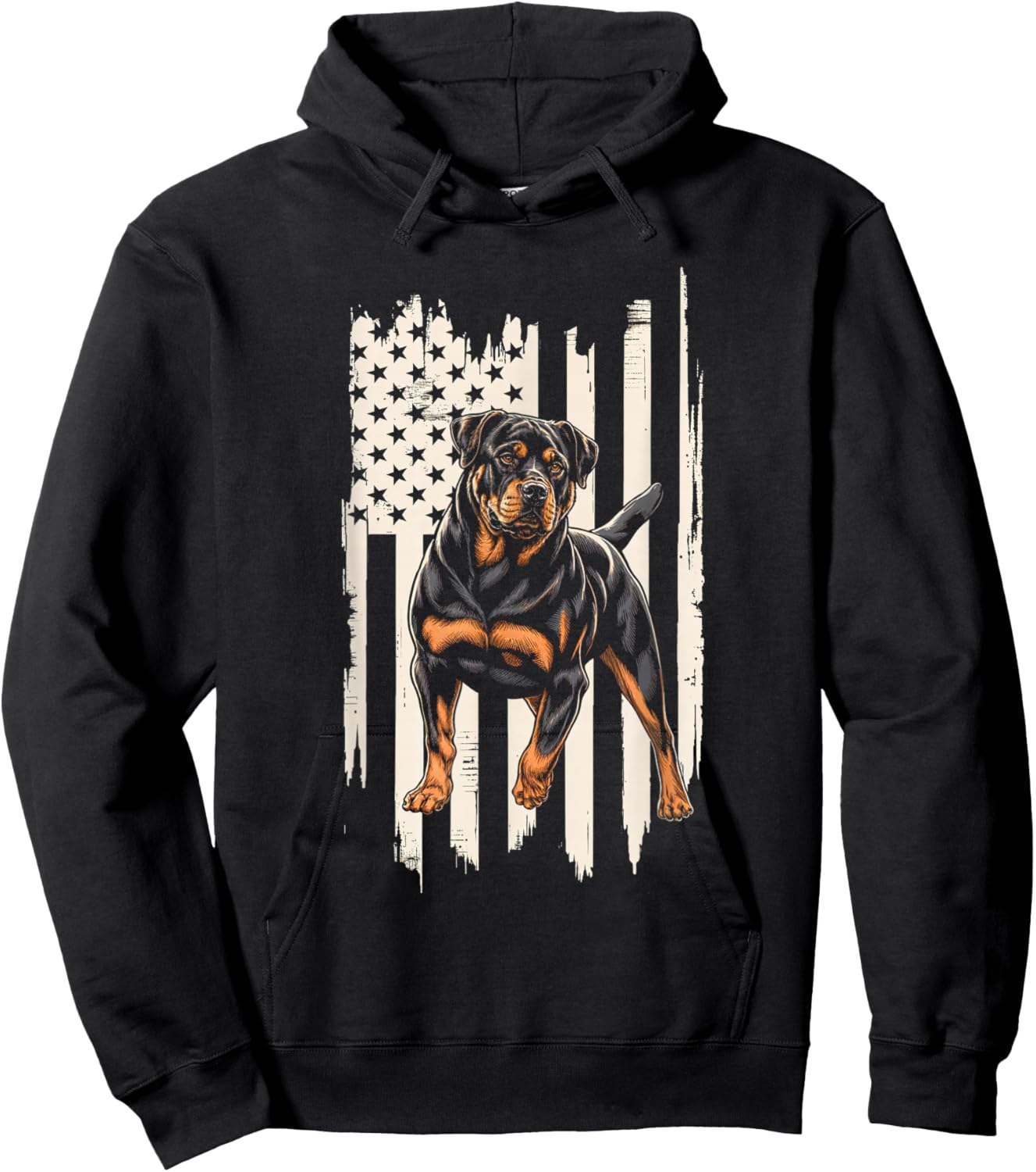 Rottweiler American Flag Dog Rottweiler Patriotic Hoodie - Hoodie | Black