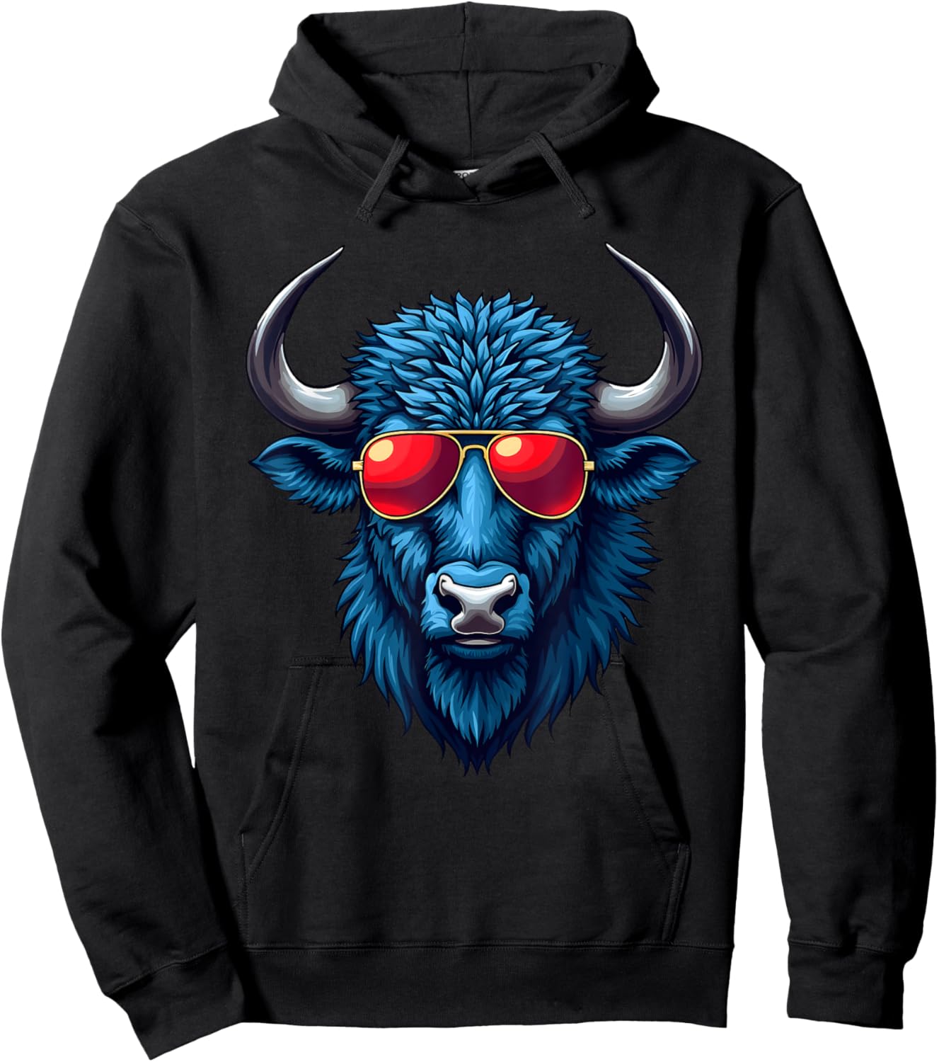 Buffalo with Sunglasses Retro Vintage Design Buffalos Hoodie - Hoodie | Black