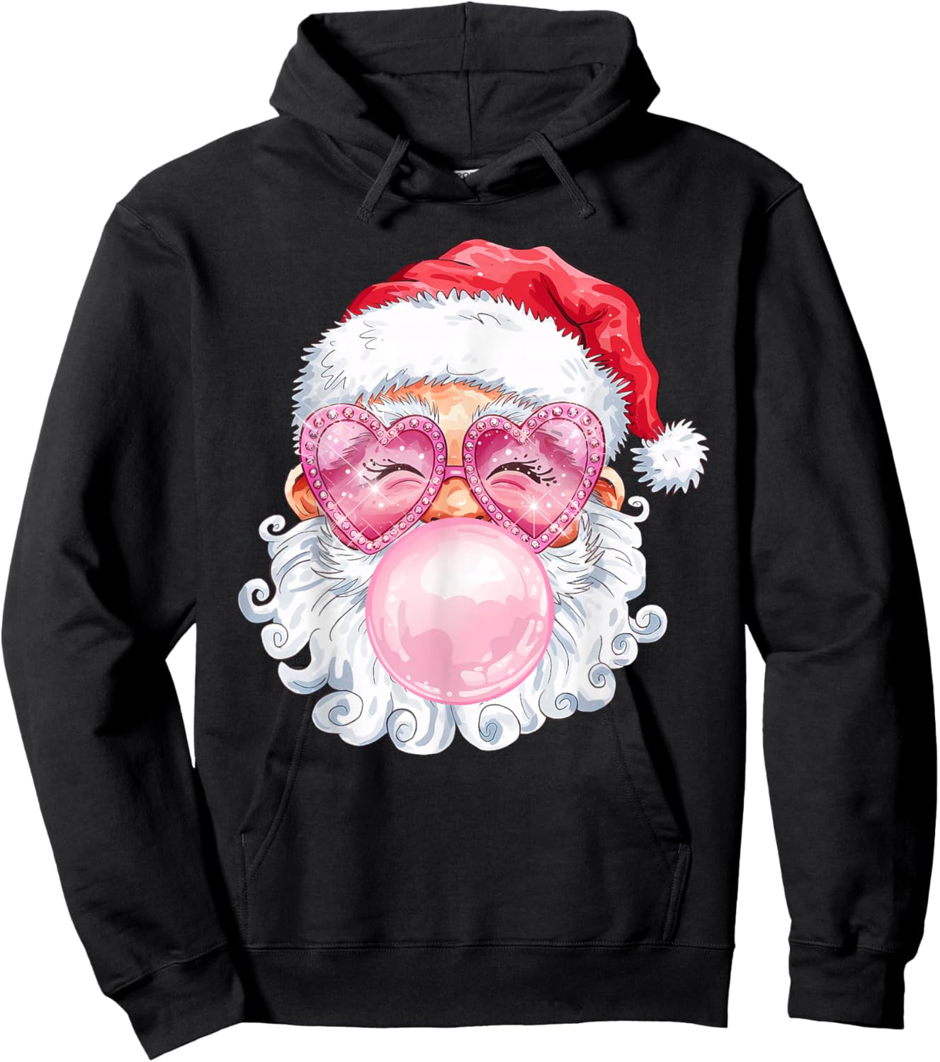 Vintage Groovy Santa Claus Christmas Vibes Kids Girls Hoodie - Hoodie | Black