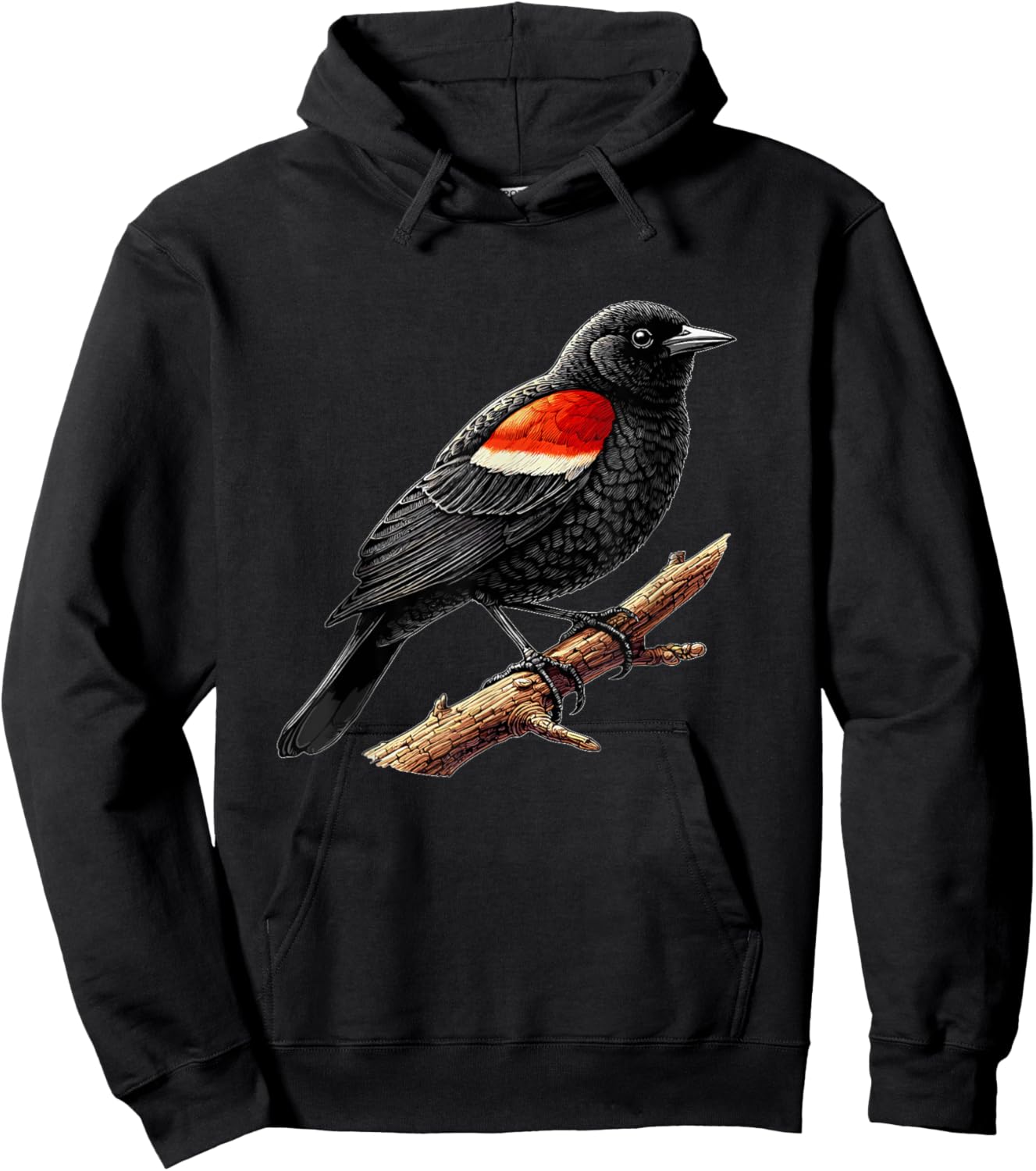 Red-Winged Black Bird, Birdwatching, Red Winged Blackbird Hoodie - Hoodie | Black