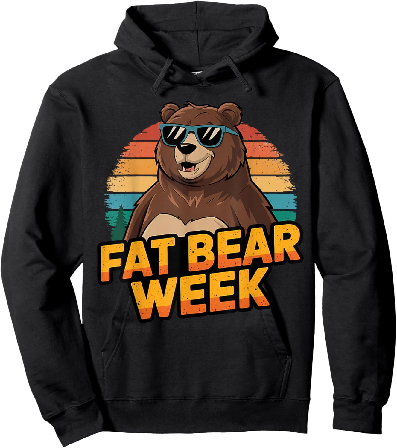 Fat Bear Week Retro Bear Sunglasses Nature Lovers Hoodie - Hoodie | Black