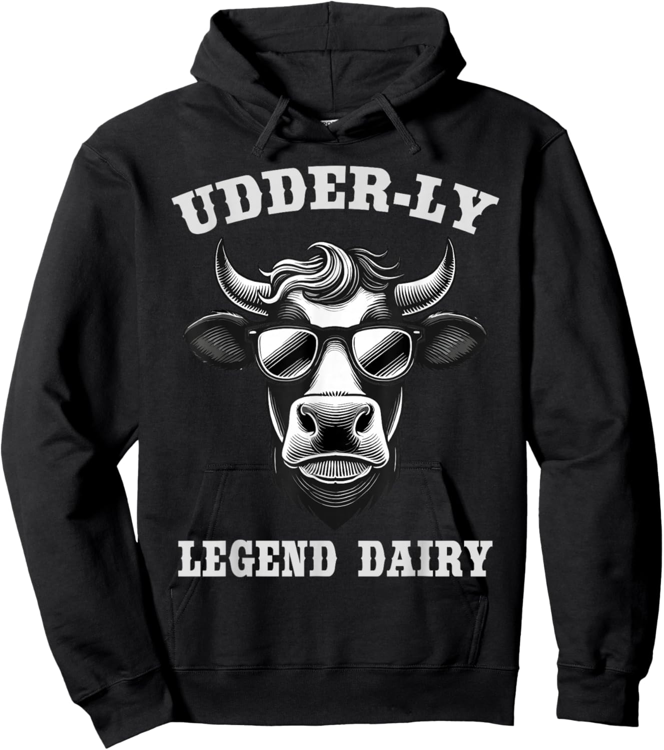 Cow legend dairy udderly fun cow pun farmer country western Hoodie - Hoodie | Black