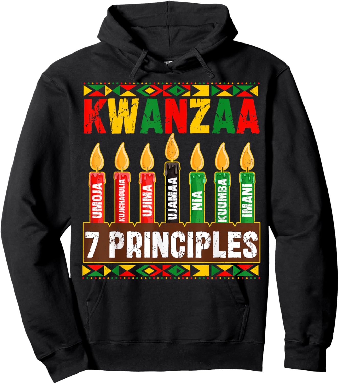 Happy Kwanzaa Kinara Seven Principles Candles Pan African Hoodie - Hoodie | Black