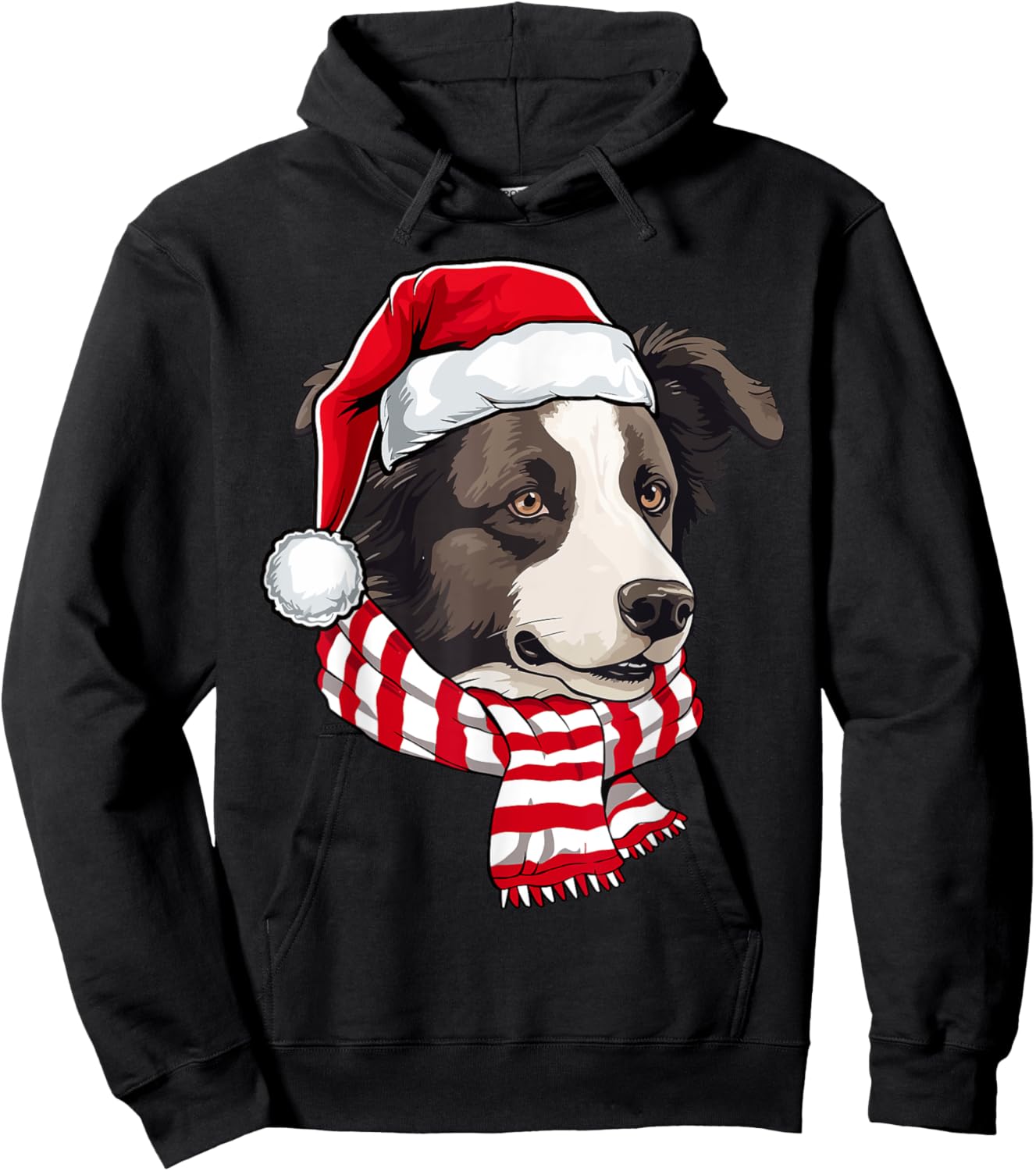Santa Border Collie Christmas Dog Lover Men Women Kids Hoodie - Hoodie | Black