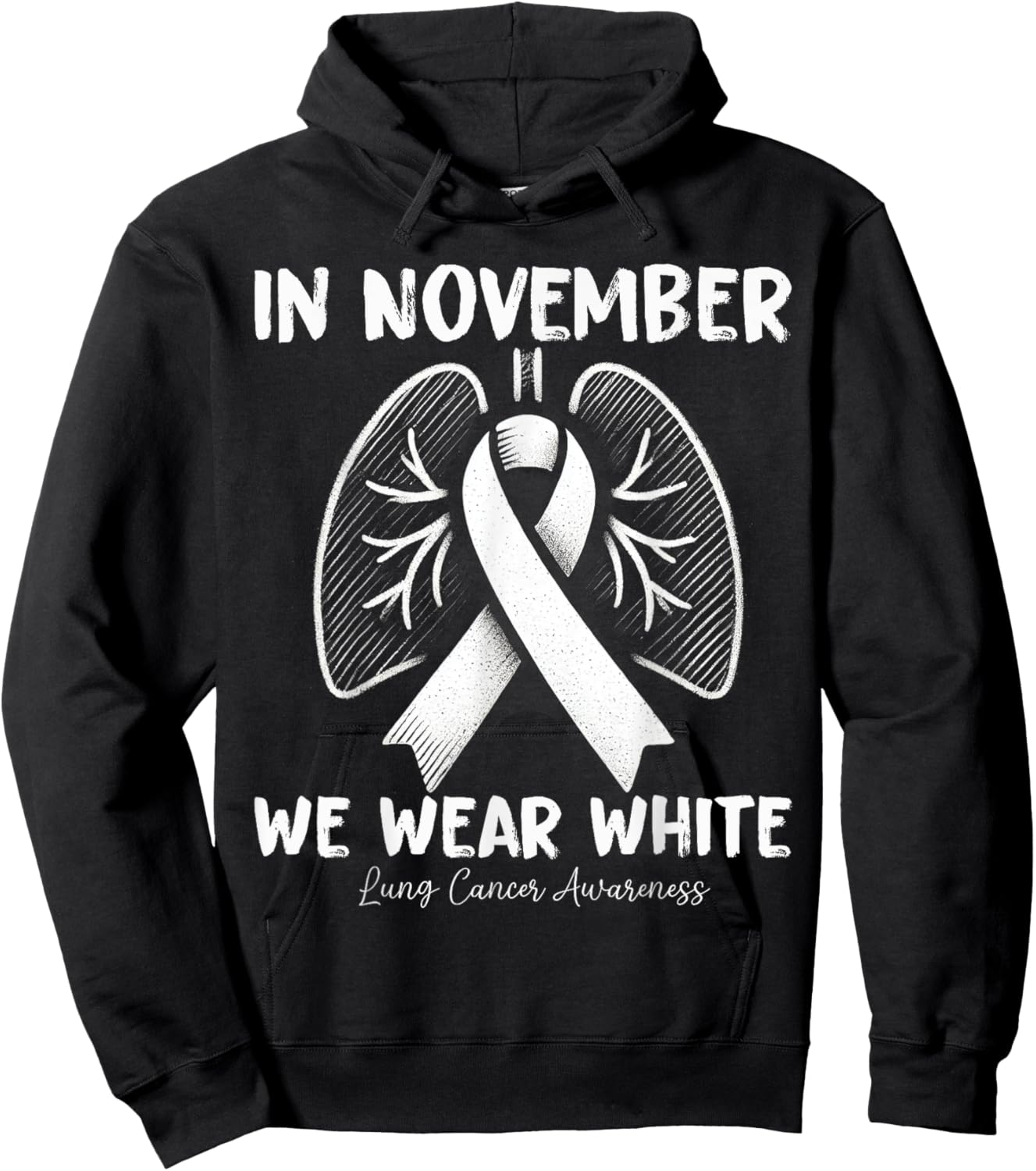 In November We Wear White for Lung Cancer Awareness Flower Hoodie - Hoodie | Black