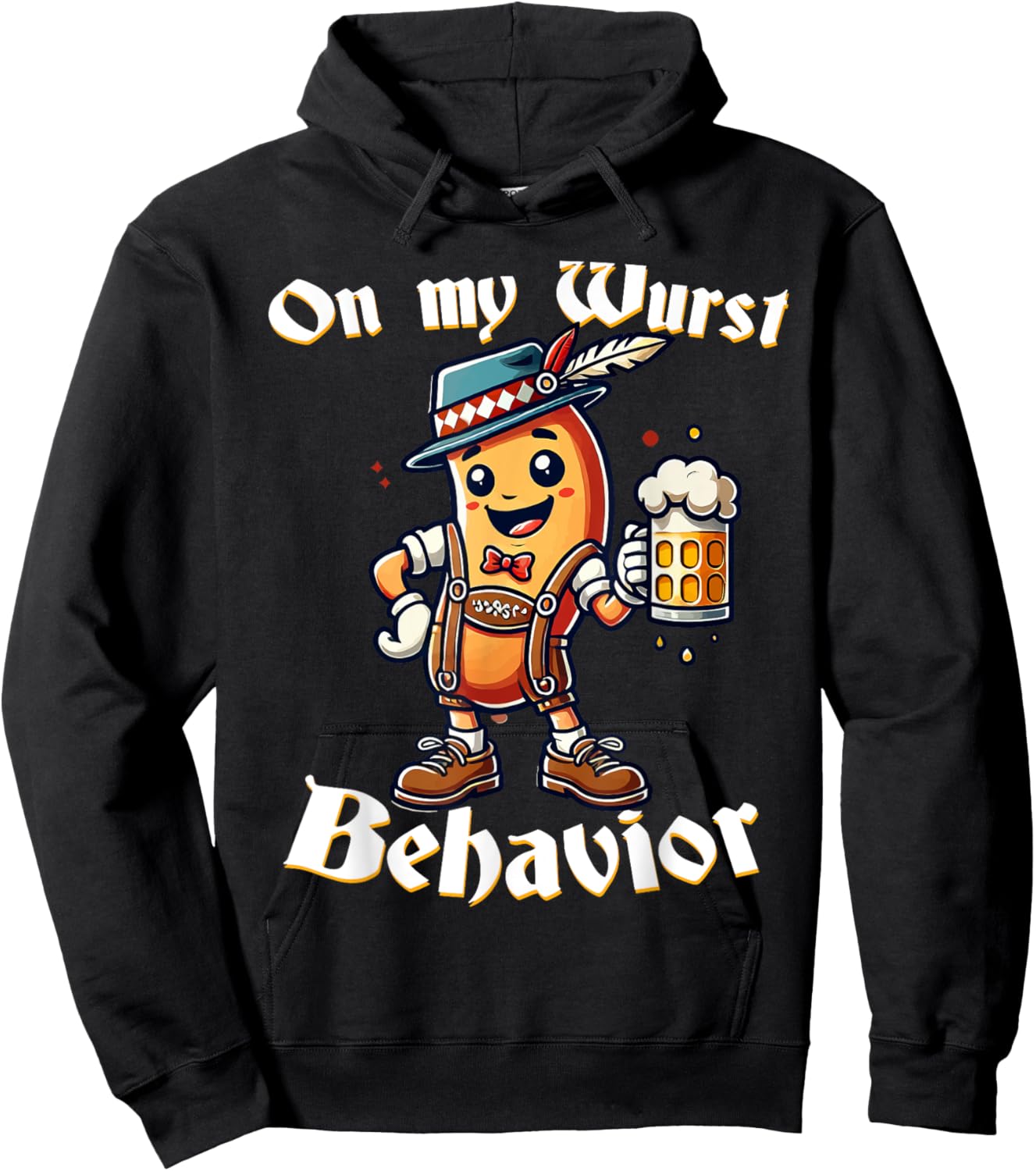 On My Wurst Behavior Funny Oktoberfest Costume Outfit German Hoodie - Hoodie | Black