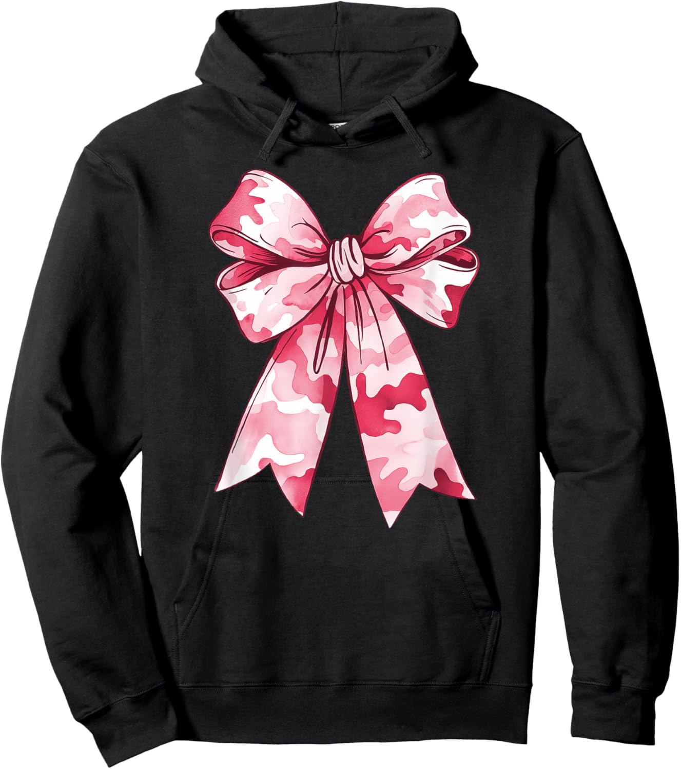 Pink Camouflage Coquette Bow Camo Cute Woman Girl Hoodie - Hoodie | Black