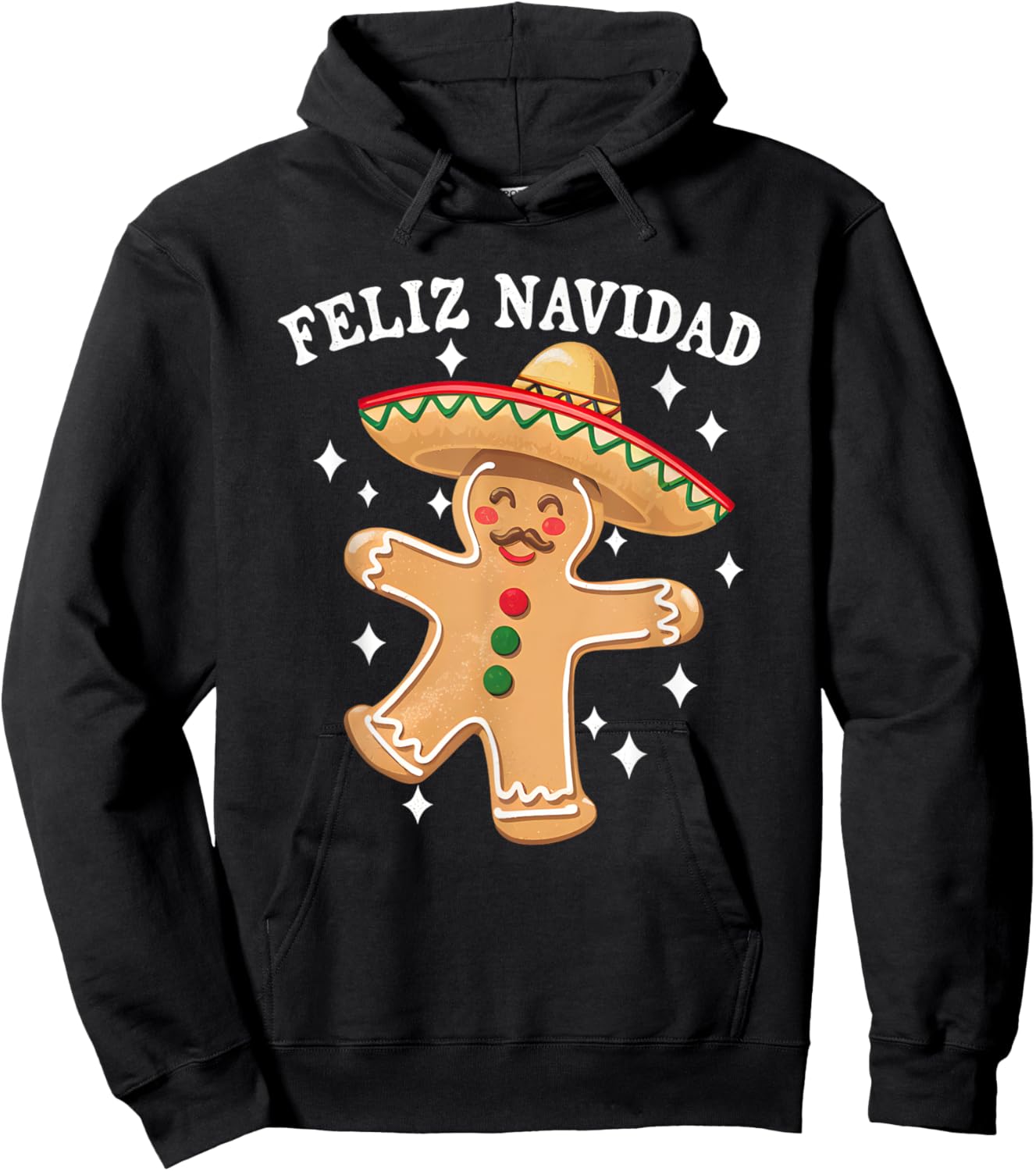 Feliz Navidad Merry Christmas Xmas Lights Pajamas Cookie Hoodie - Hoodie | Black