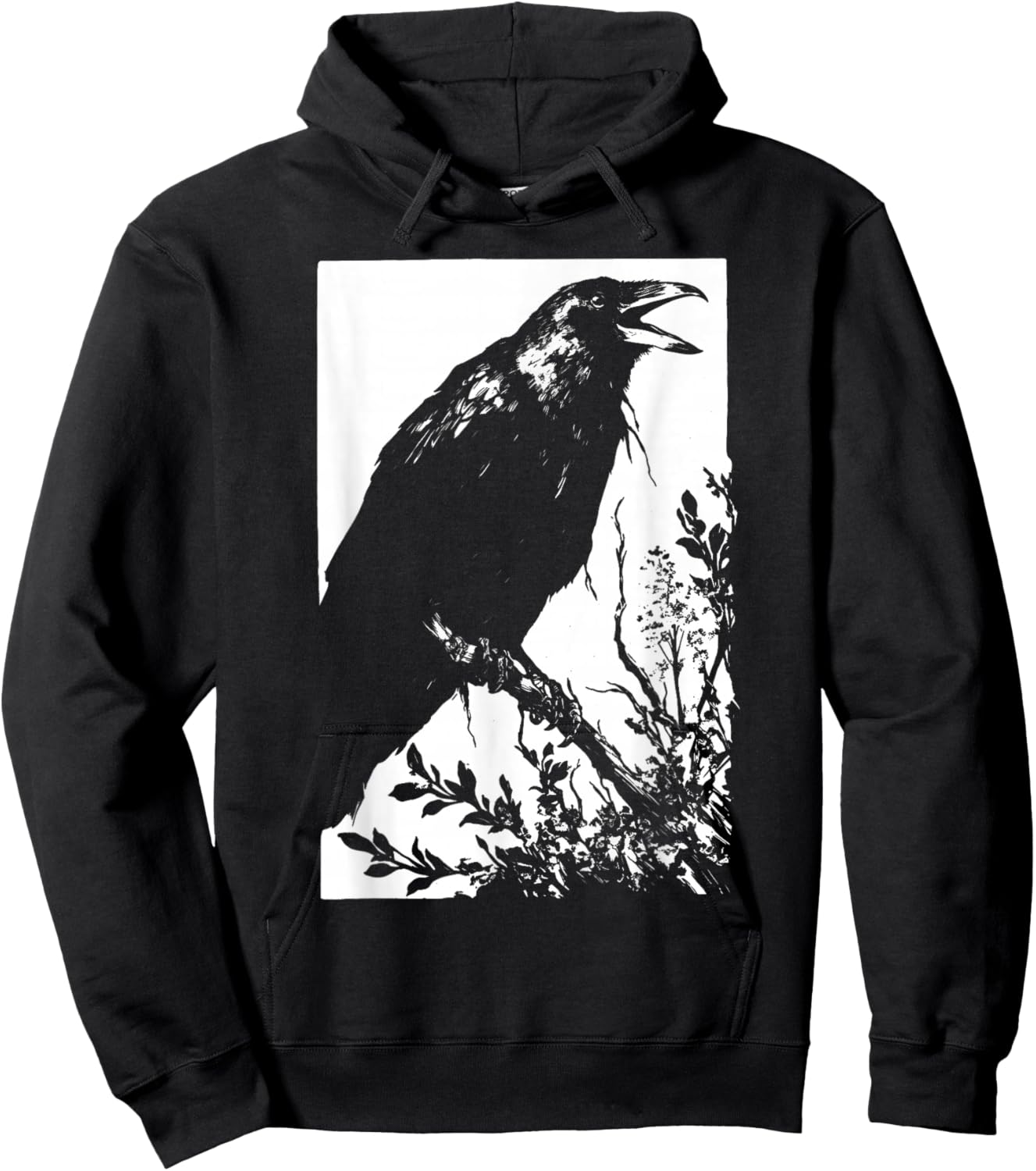 Crow Weirdcore Goblincore Punk Goth Aesthetic Creepy Horror Hoodie - Hoodie | Black