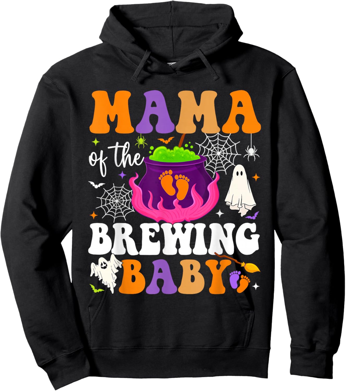 Mama of the Brewing Baby Halloween Theme Baby Shower Spooky Hoodie - Hoodie | Black