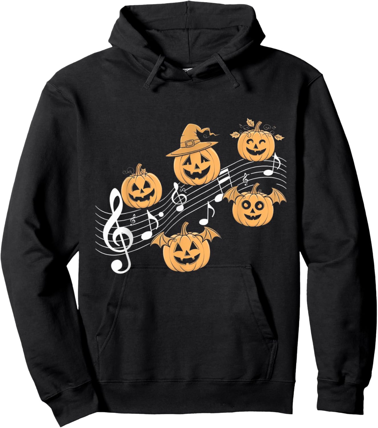 Music Note Pumpkin Fall Music Teacher Halloween Costume Hoodie - Hoodie | Black