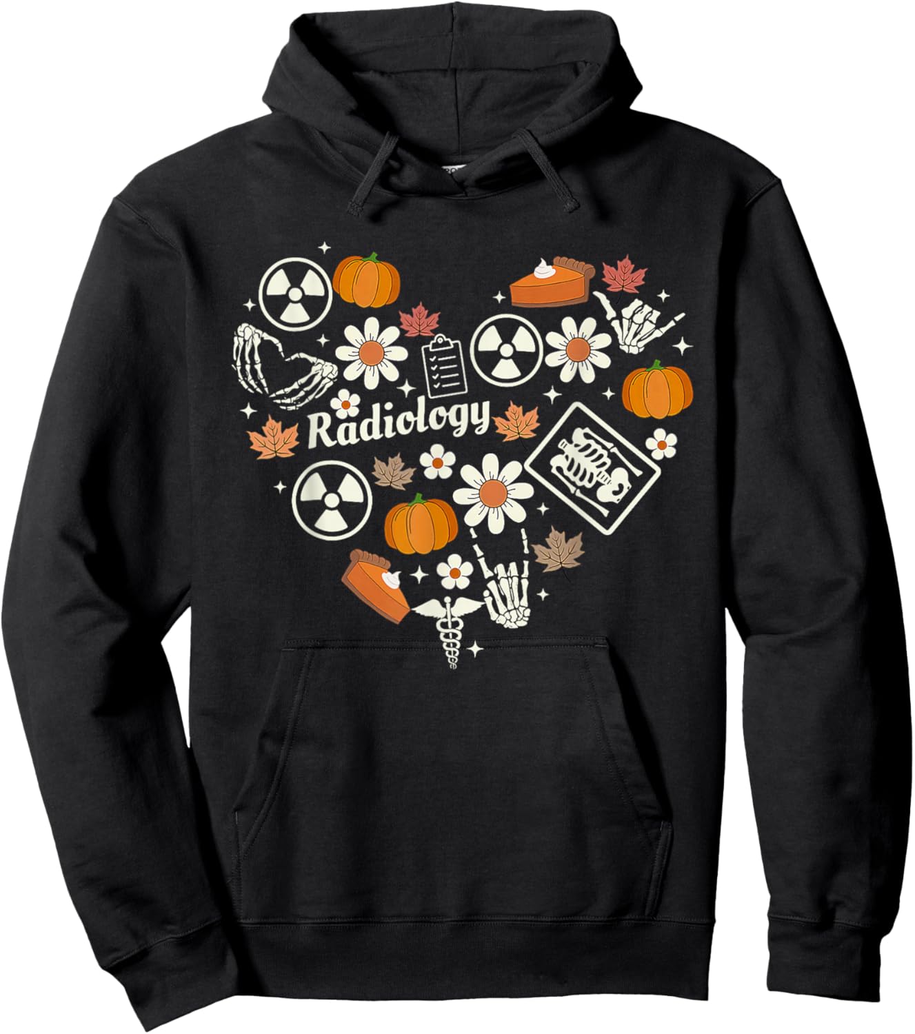 Radiology Fall Heart Xray Tech Autumn Pumpkin Thanksgiving Hoodie - Hoodie | Black