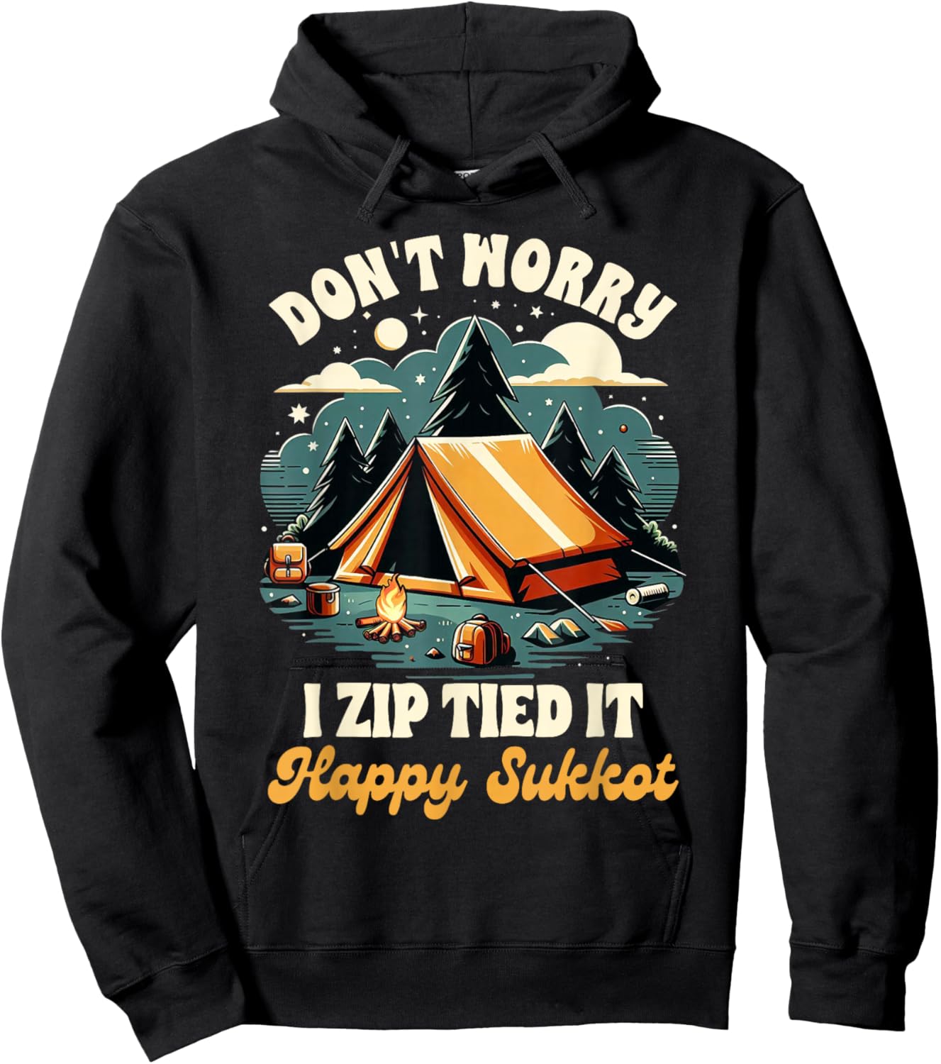 Sukkot Jewish Feast Of Tabernacles I Zip Tied Happy Sukkot Hoodie - Hoodie | Black