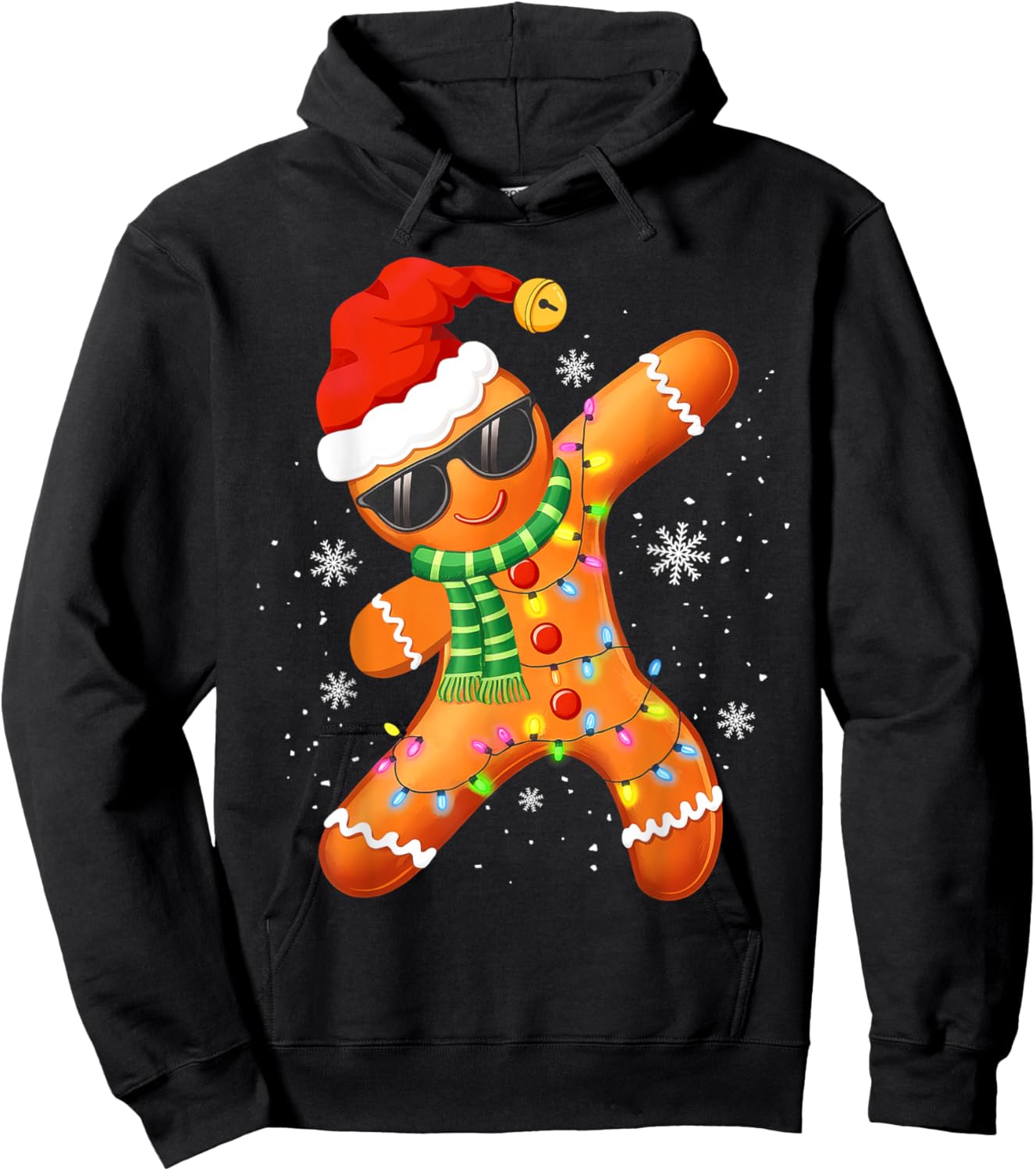 Christmas Shirts Kids Boys Toddler Gingerbread Xmas Lights Hoodie - Hoodie | Black