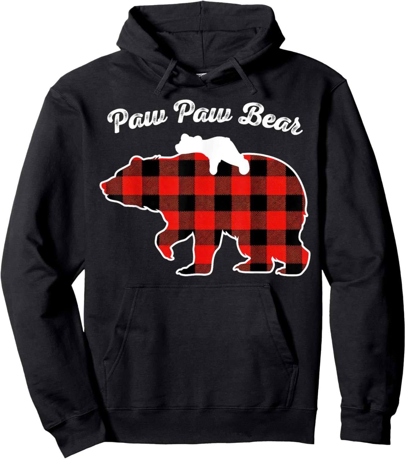 Paw Paw Bear Flannel Red Plaid Pajama Family Matching XMAS Hoodie - Hoodie | Black