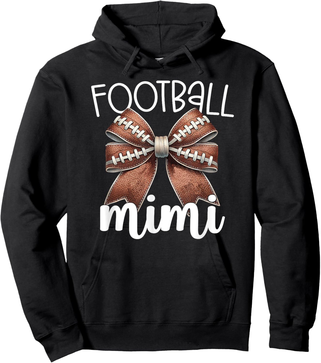 Football Mimi - Football Coquette Bow - Grandma Game Day Hoodie - Hoodie | Black
