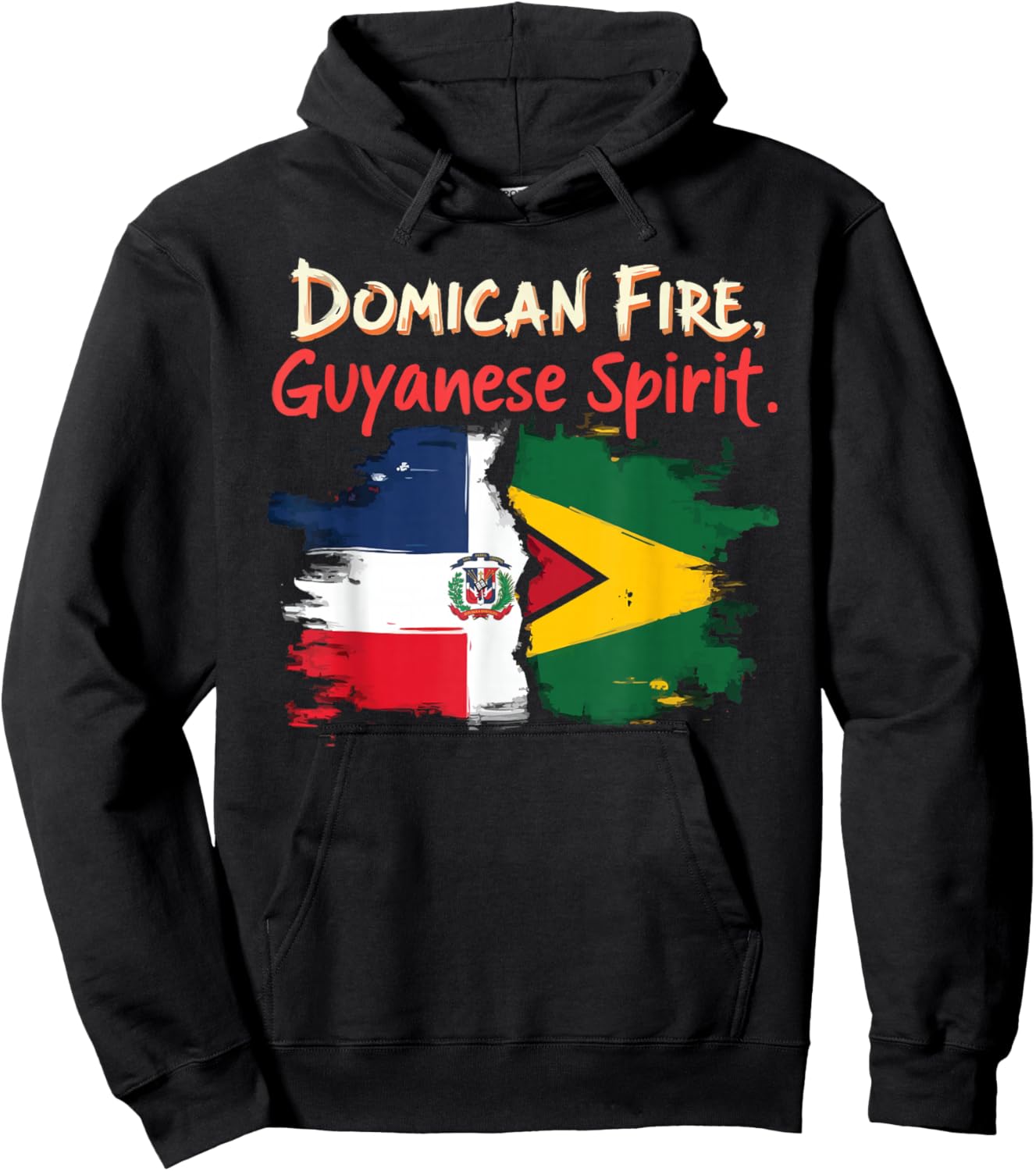 Half Dominican Half Guyanese Dominican Republic Flag Guyana Hoodie - Hoodie | Black