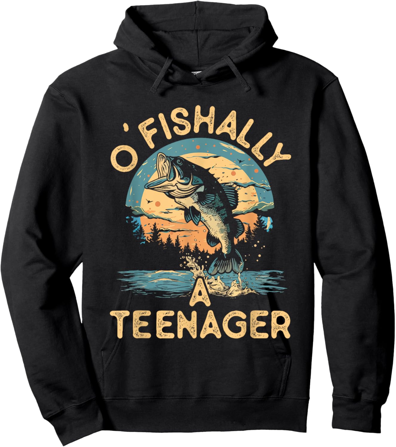 O'Fishally a Teenager Funny Fishing Teens Boys Girls Kids Hoodie - Hoodie | Black