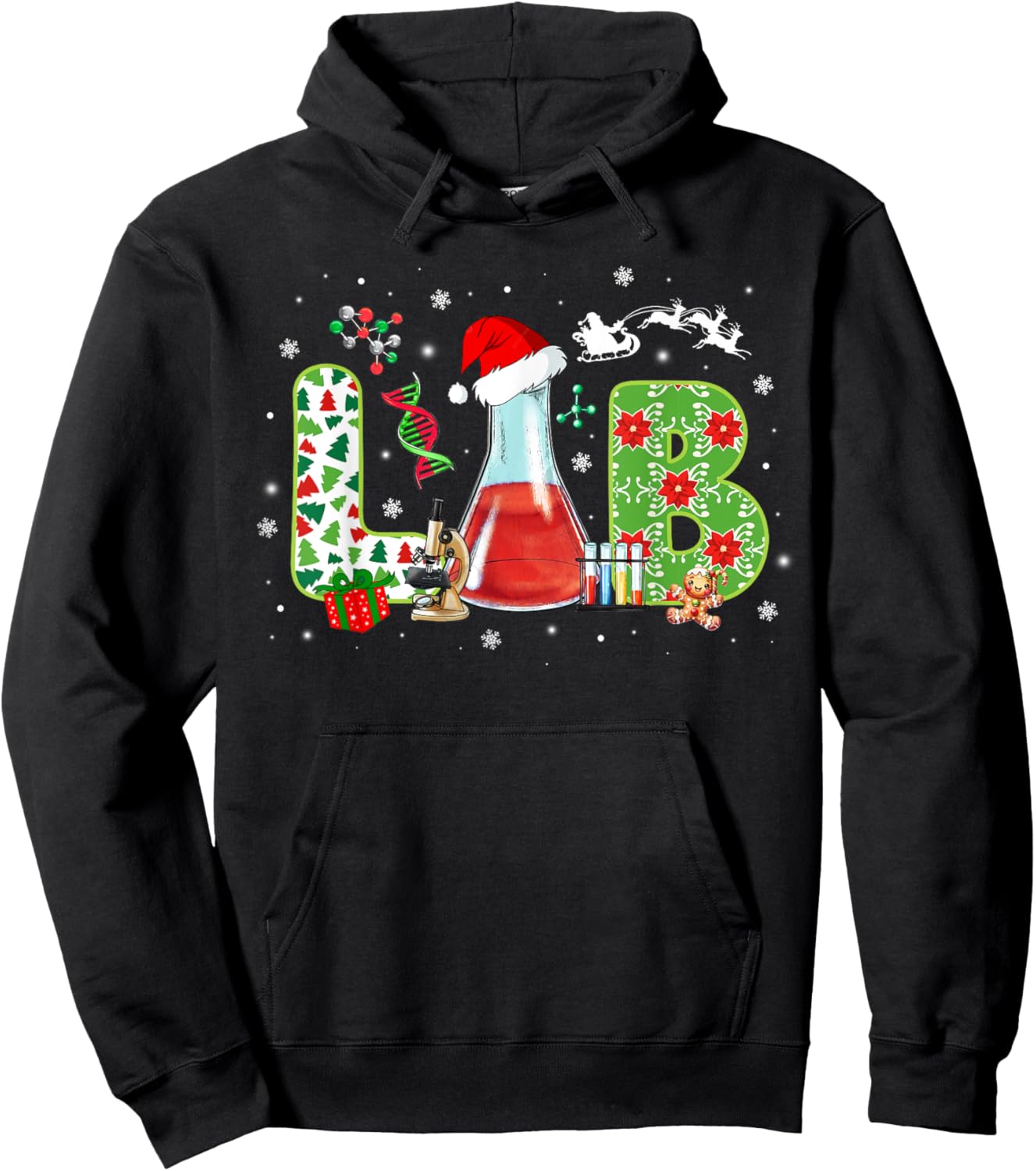 Lab Christmas Laboratory Technician Science Xmas Scientist Hoodie - Hoodie | Black
