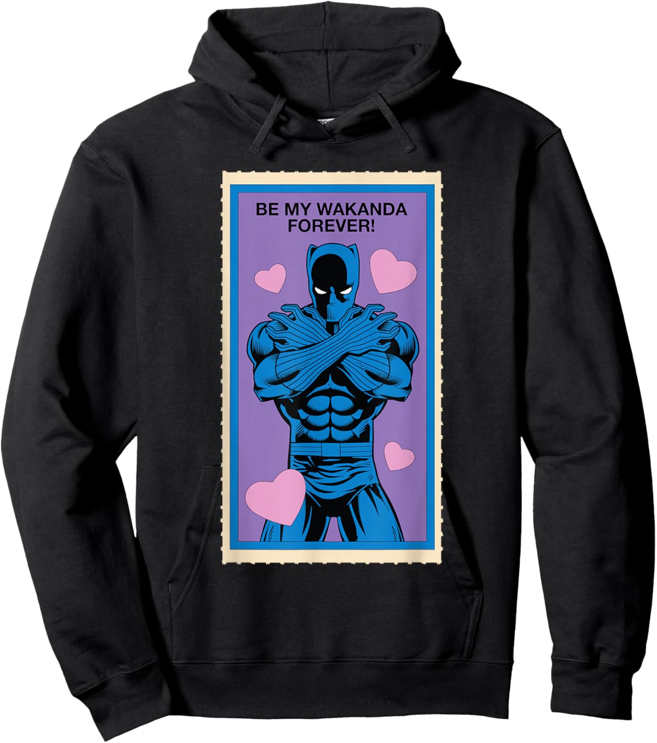 Marvel Retro '80s Valentine's Day Card Black Panther Hoodie - Hoodie | Black