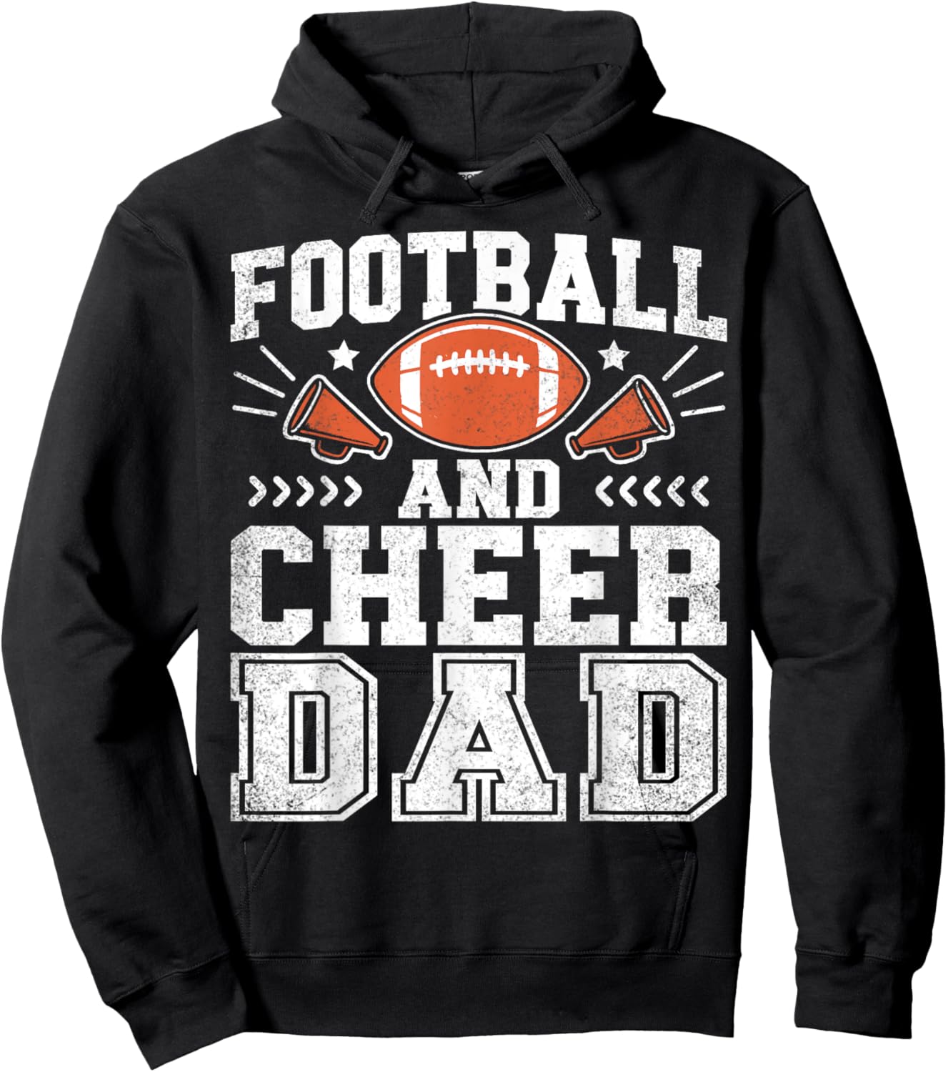 Football And Cheer Dad Daddy Cheerleader Player Fathers Day Hoodie - Hoodie | Black