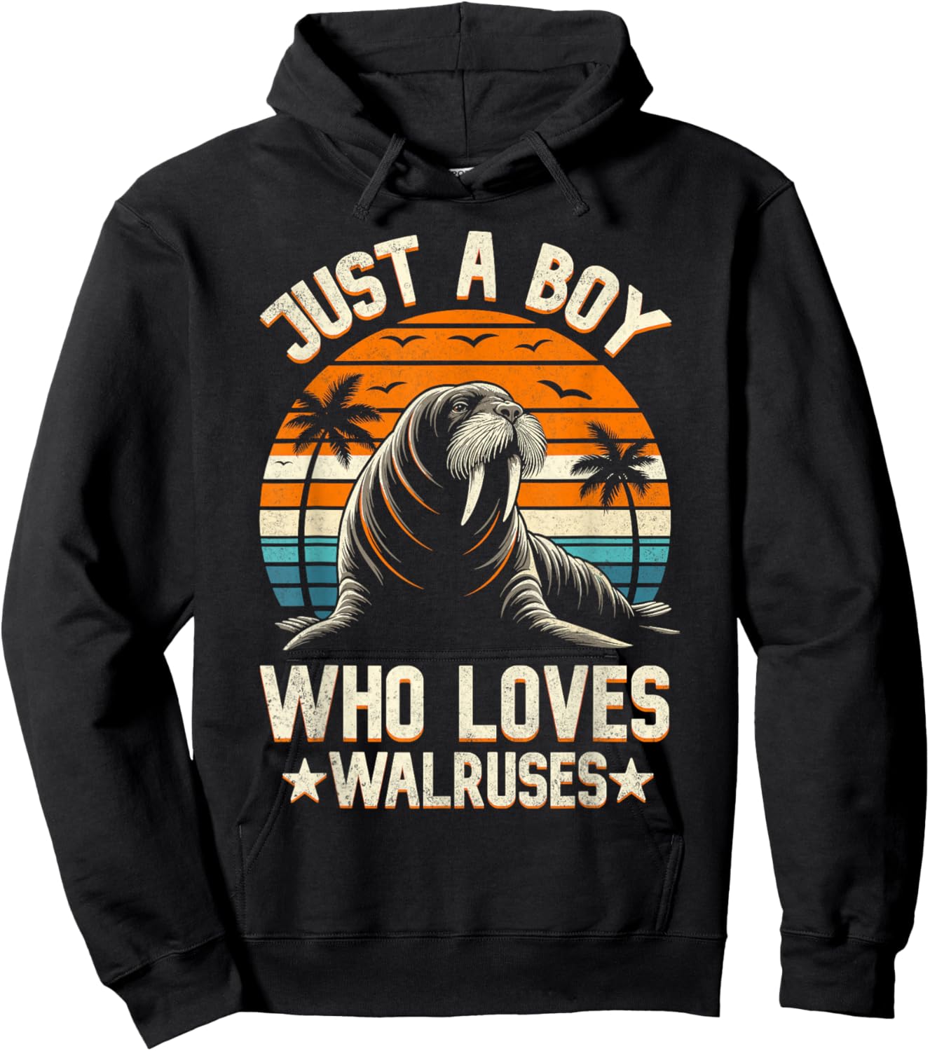 Just a Boy Who Loves Walrus Shirt Funny Sea Animal Lover Hoodie - Hoodie | Black