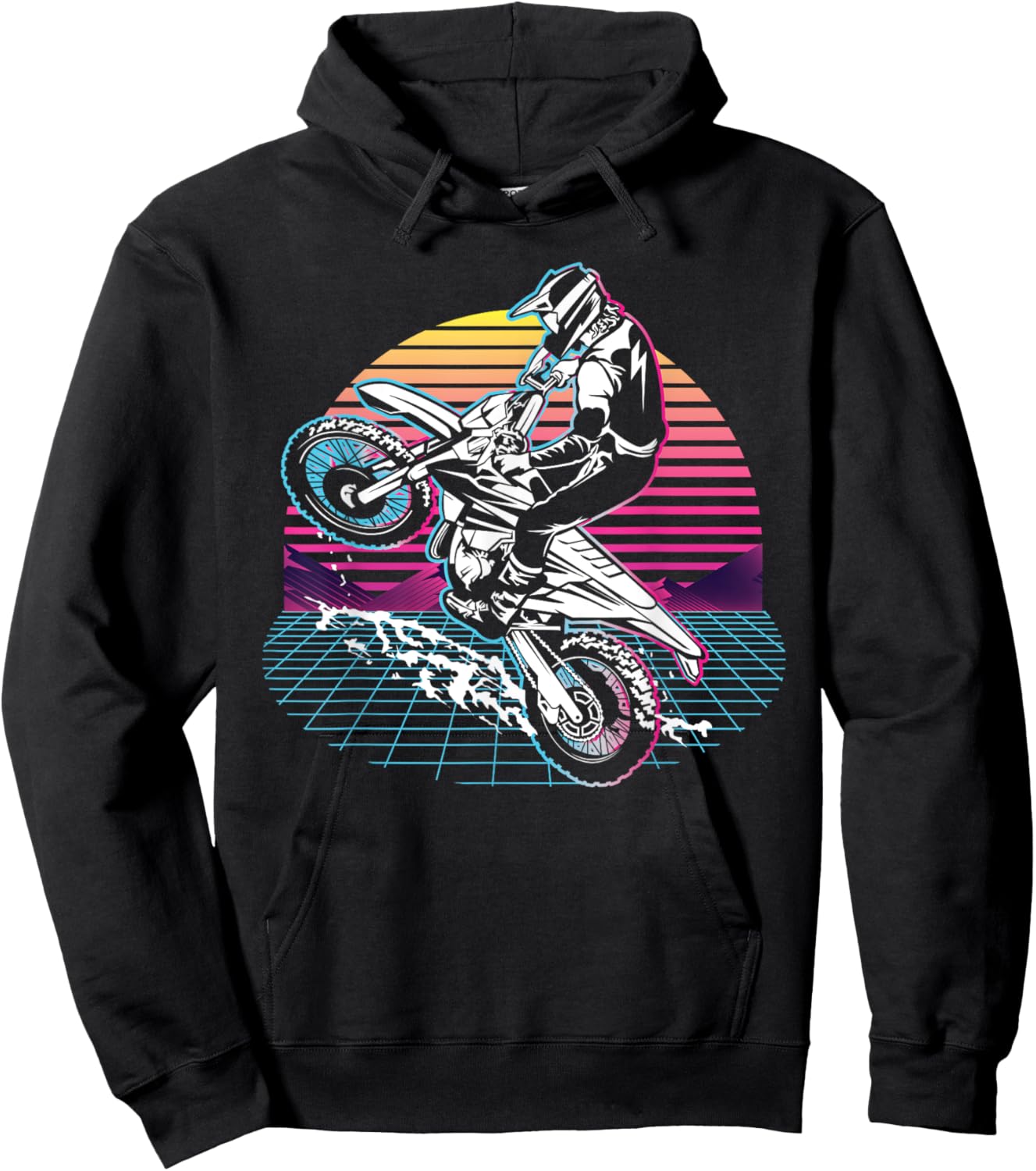 Dirt Bike Rider MX Biker Motocross 80s 90s Retro Hoodie - Hoodie | Black