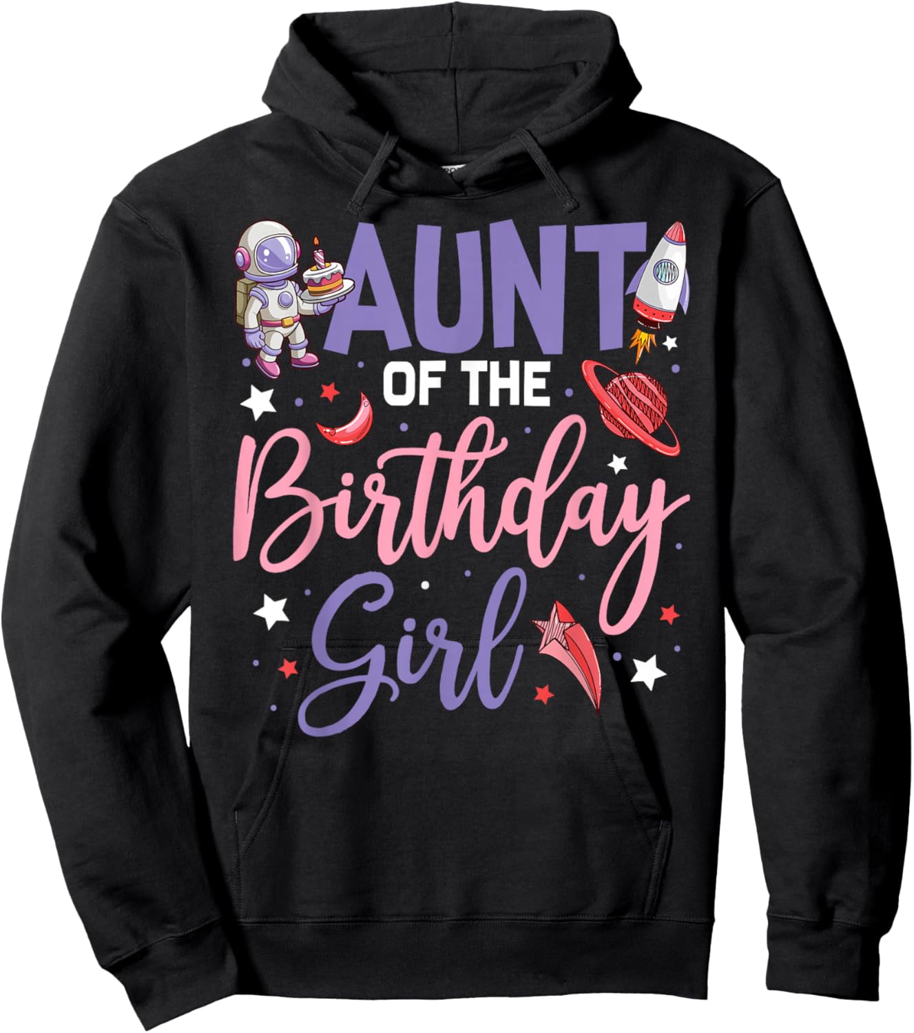 Two The Moon Aunt Of the Birthday Girl Astronaut Family Hoodie - Hoodie | Black