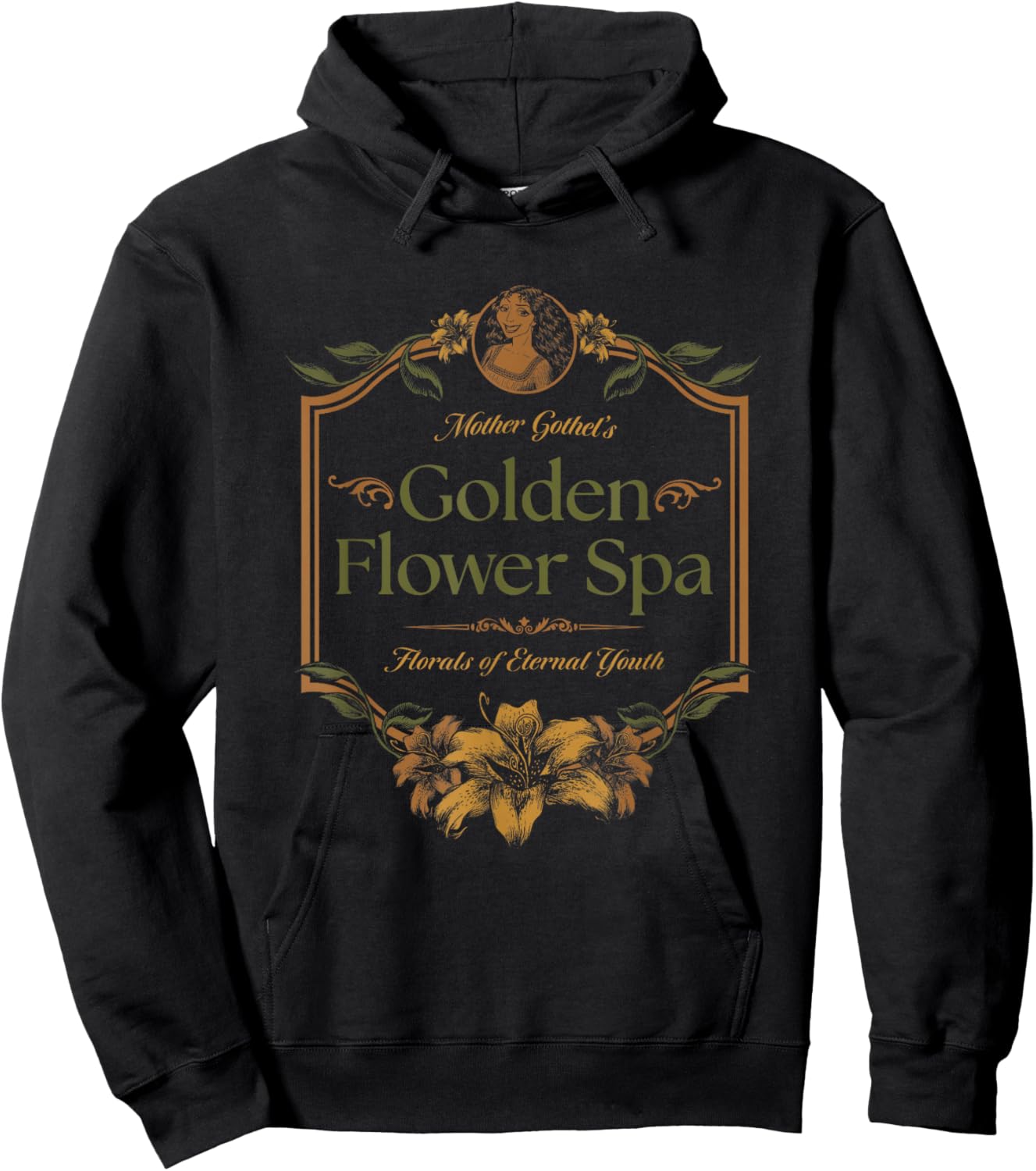 Disney Villains Mother Gothel's Golden Flower Spa Retro Logo Hoodie - Hoodie | Black
