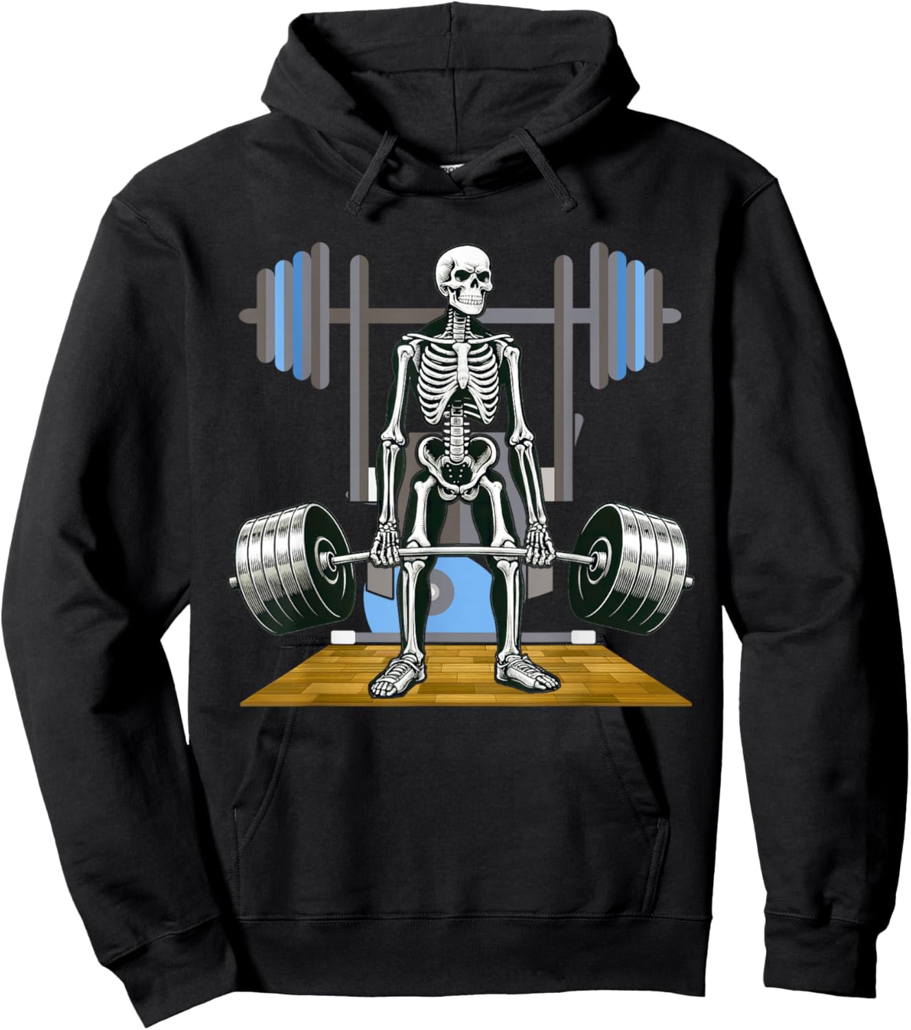 Halloween Skeleton Deadlift Funny Fitness Weightlifting Hoodie - Hoodie | Black