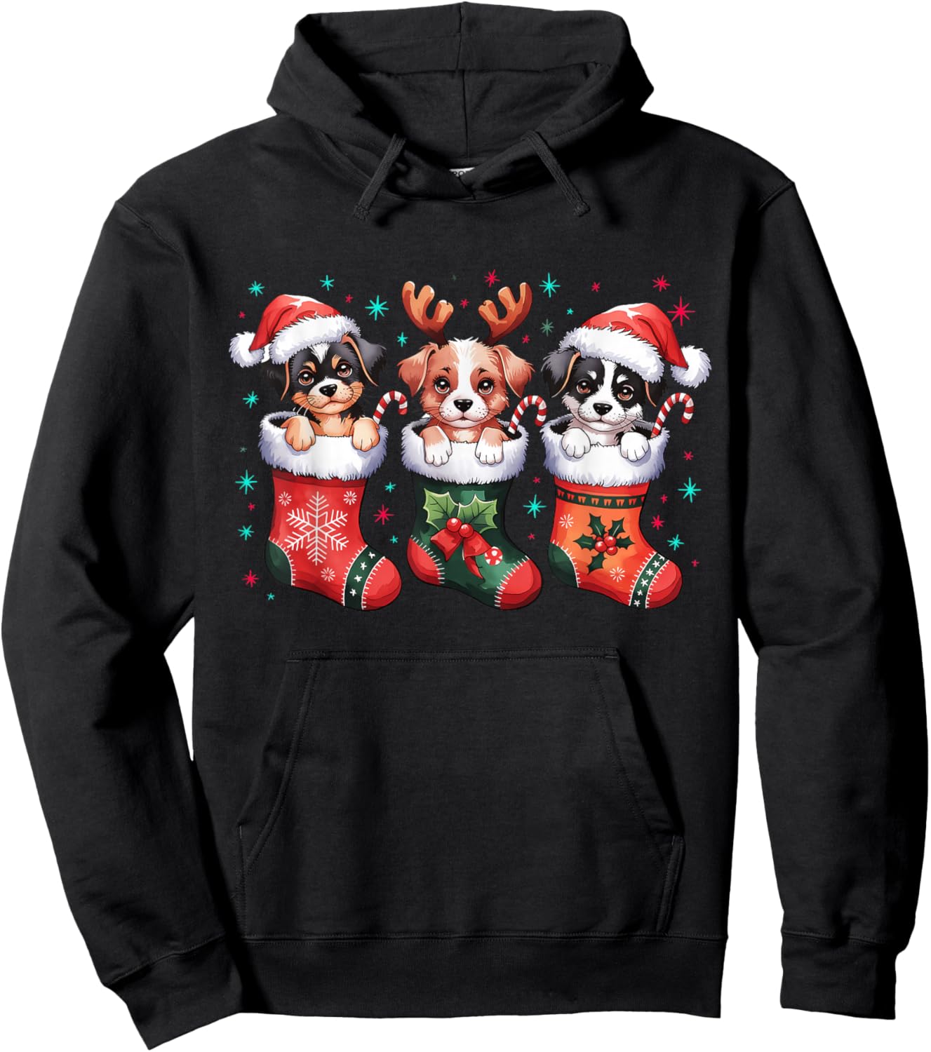 Cute Dog Christmas Santa Funny Christmas Xmas Dog Men Women Hoodie - Hoodie | Black