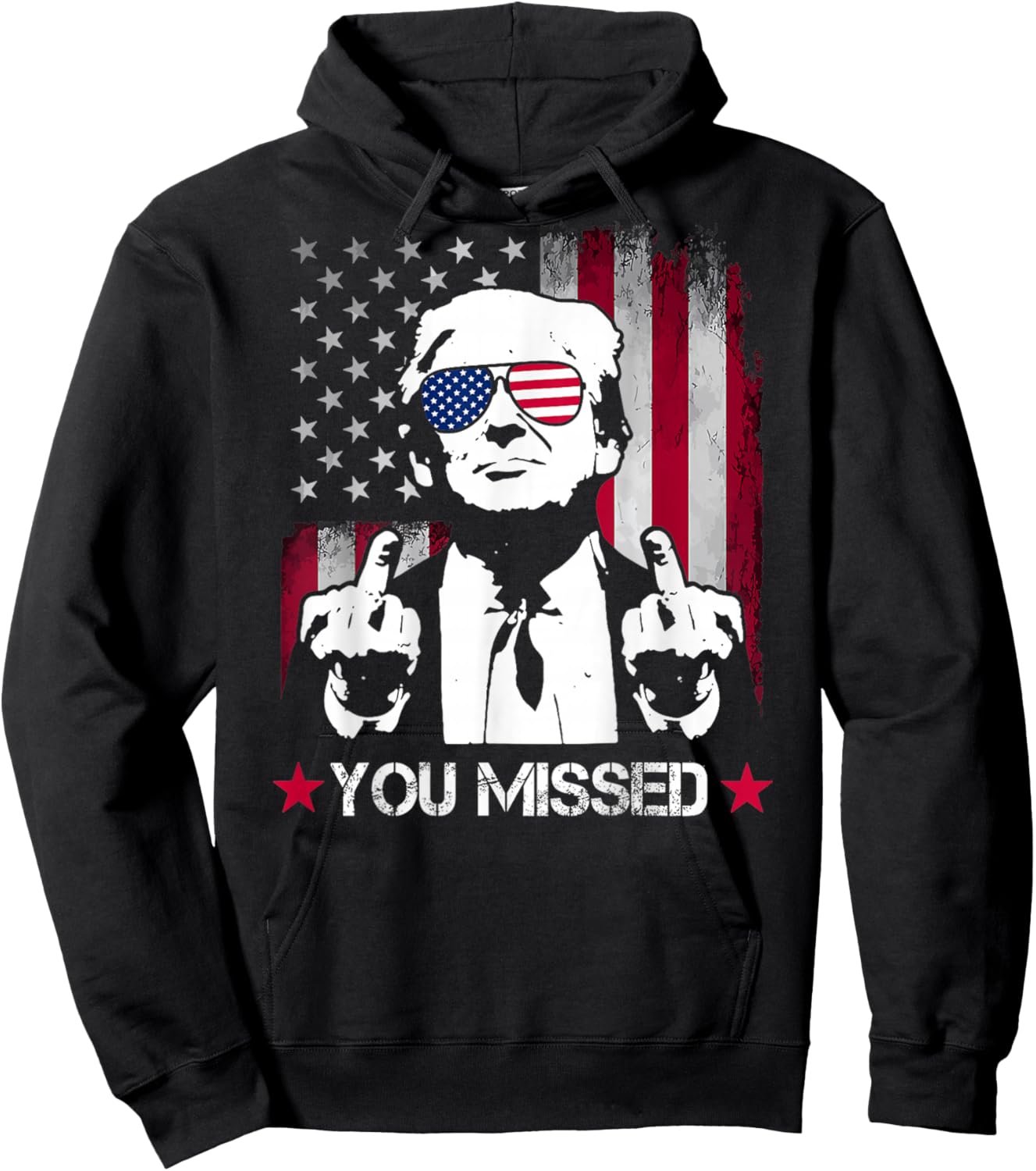(ON BACK) You Missed Trump 2024 US American Flag Hoodie - Hoodie | Black