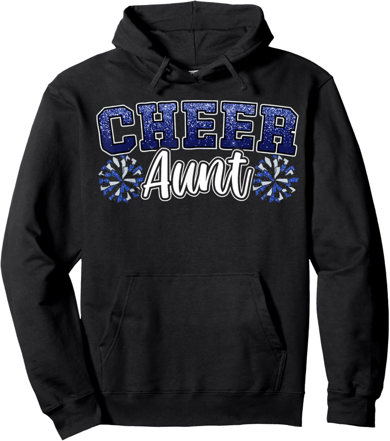 Loud Proud Cheer Aunt Blue Pom Poms Cheerleader Niece Women Hoodie - Hoodie | Black