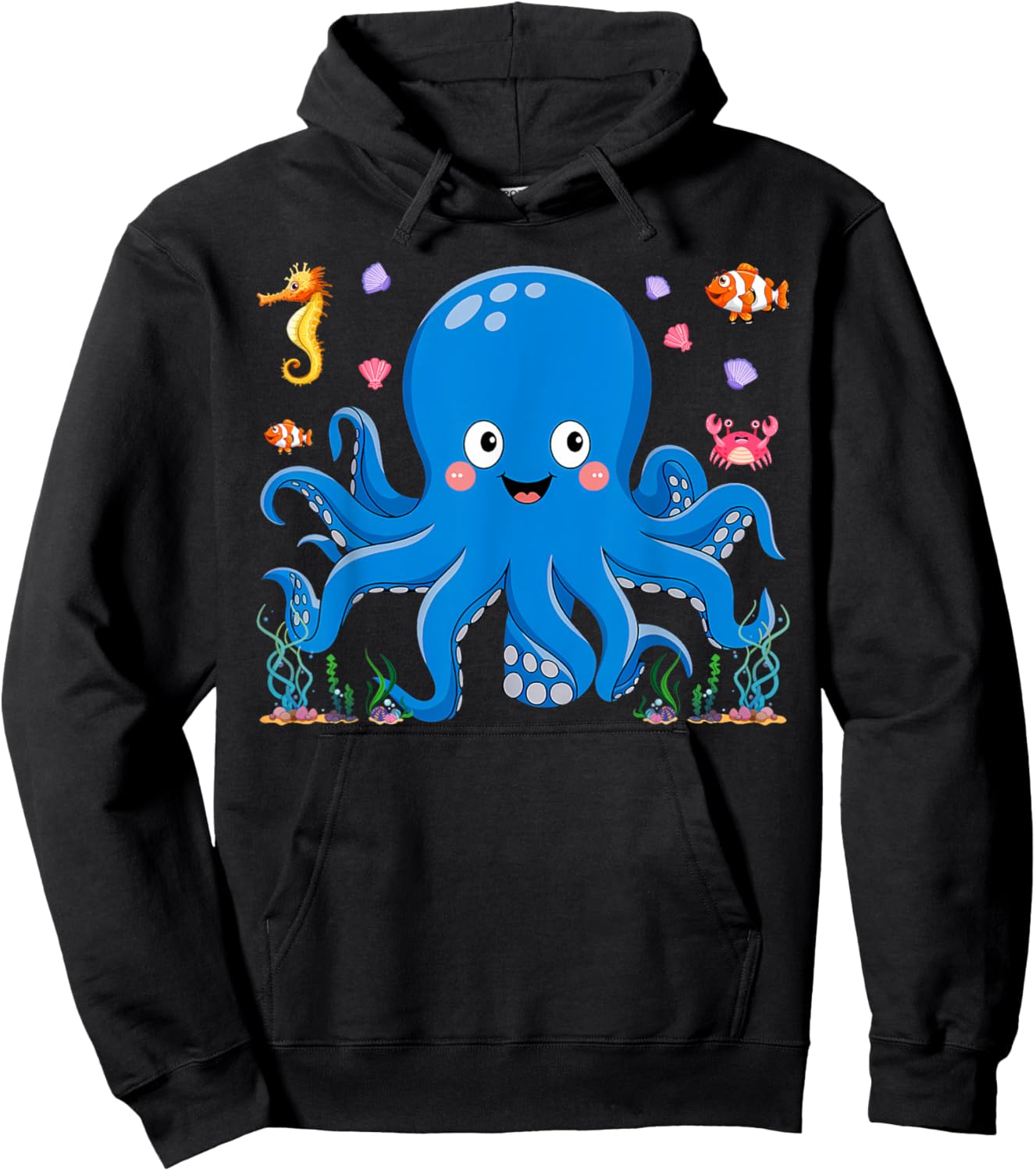 Cute Girls and Boys Octopus Hoodie - Hoodie | Black