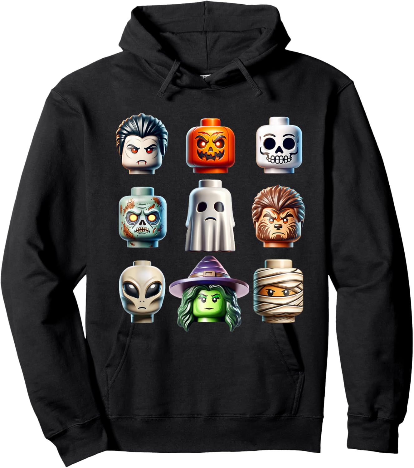 Halloween Building Bricks Costume Pumpkin Matching Family Hoodie - Hoodie | Black