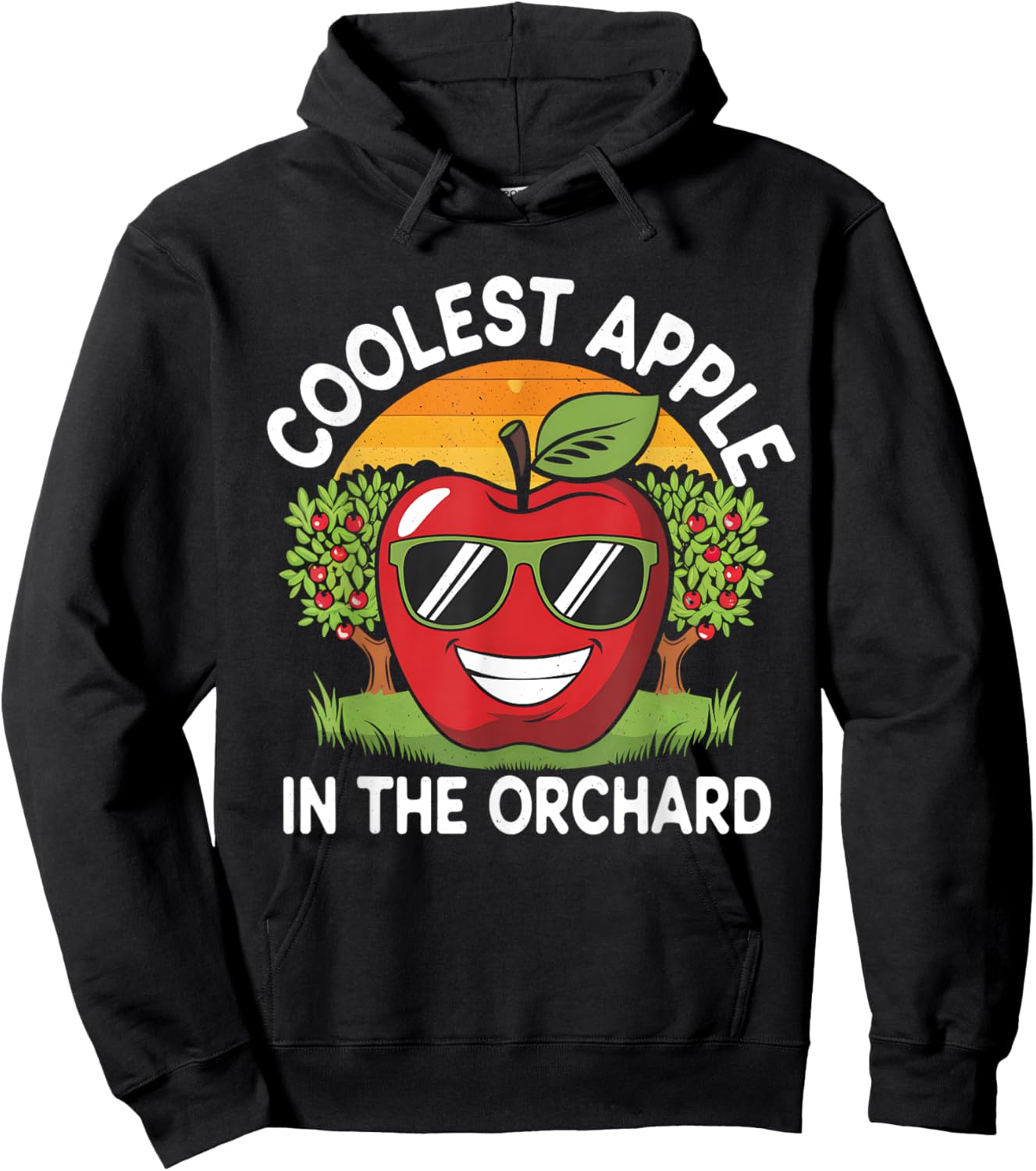 Retro Coolest Apple in the Orchard | Apple Picking Season Hoodie - Hoodie | Black