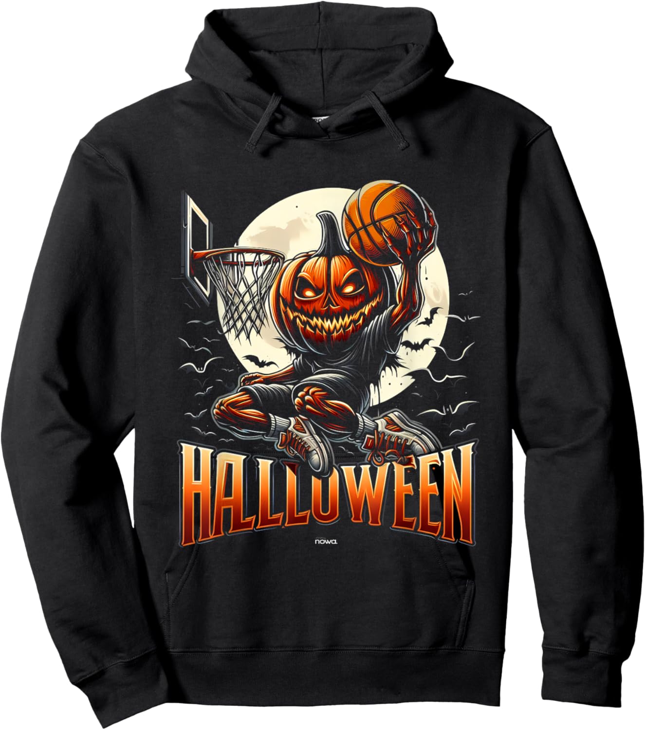 Halloween Basketball Scary Pumpkin Moonlight Slam Hoodie - Hoodie | Black