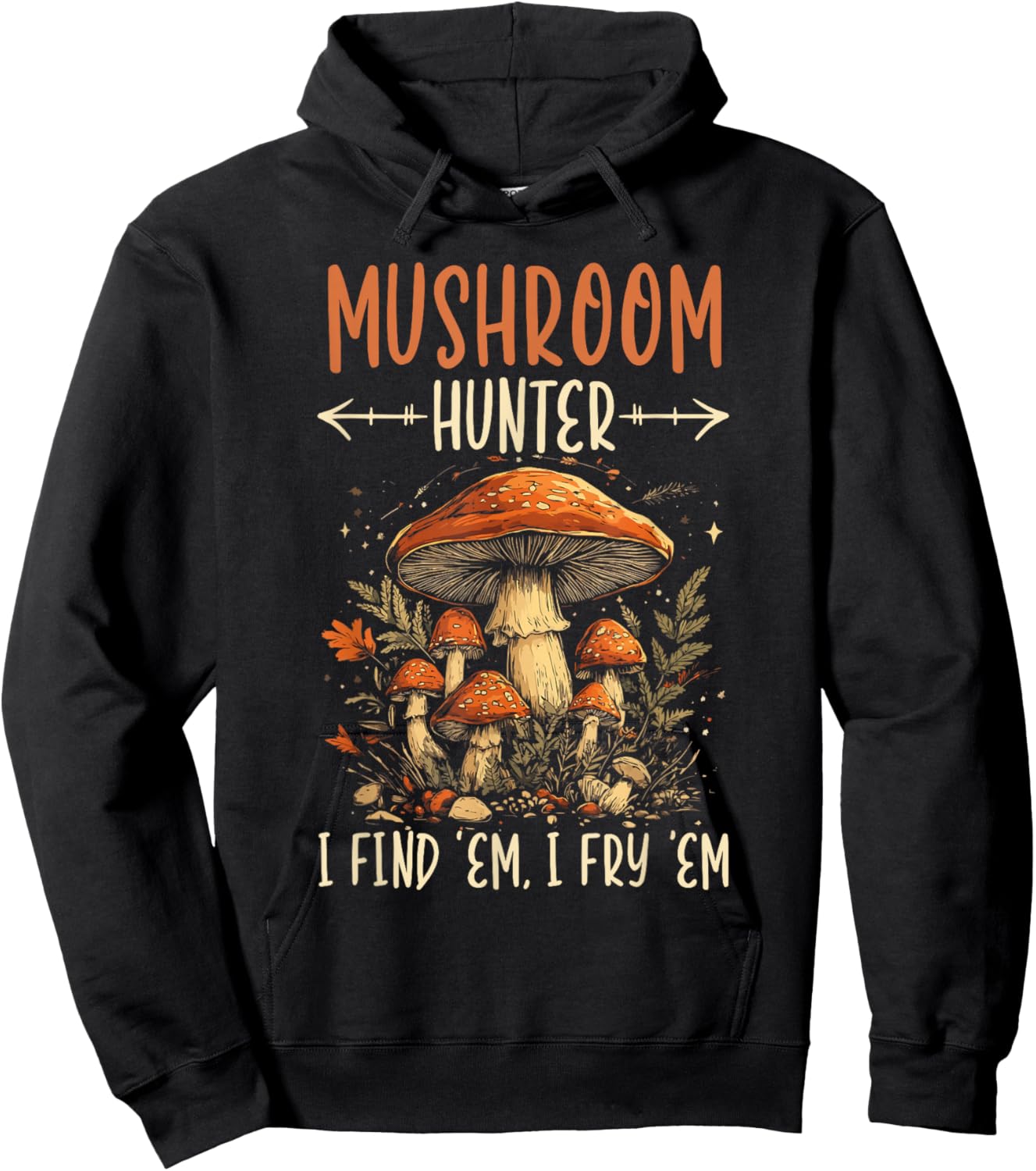 Funny Mushroom Foraging Mycology Fungi Shroom Morel Hunting Hoodie - Hoodie | Black