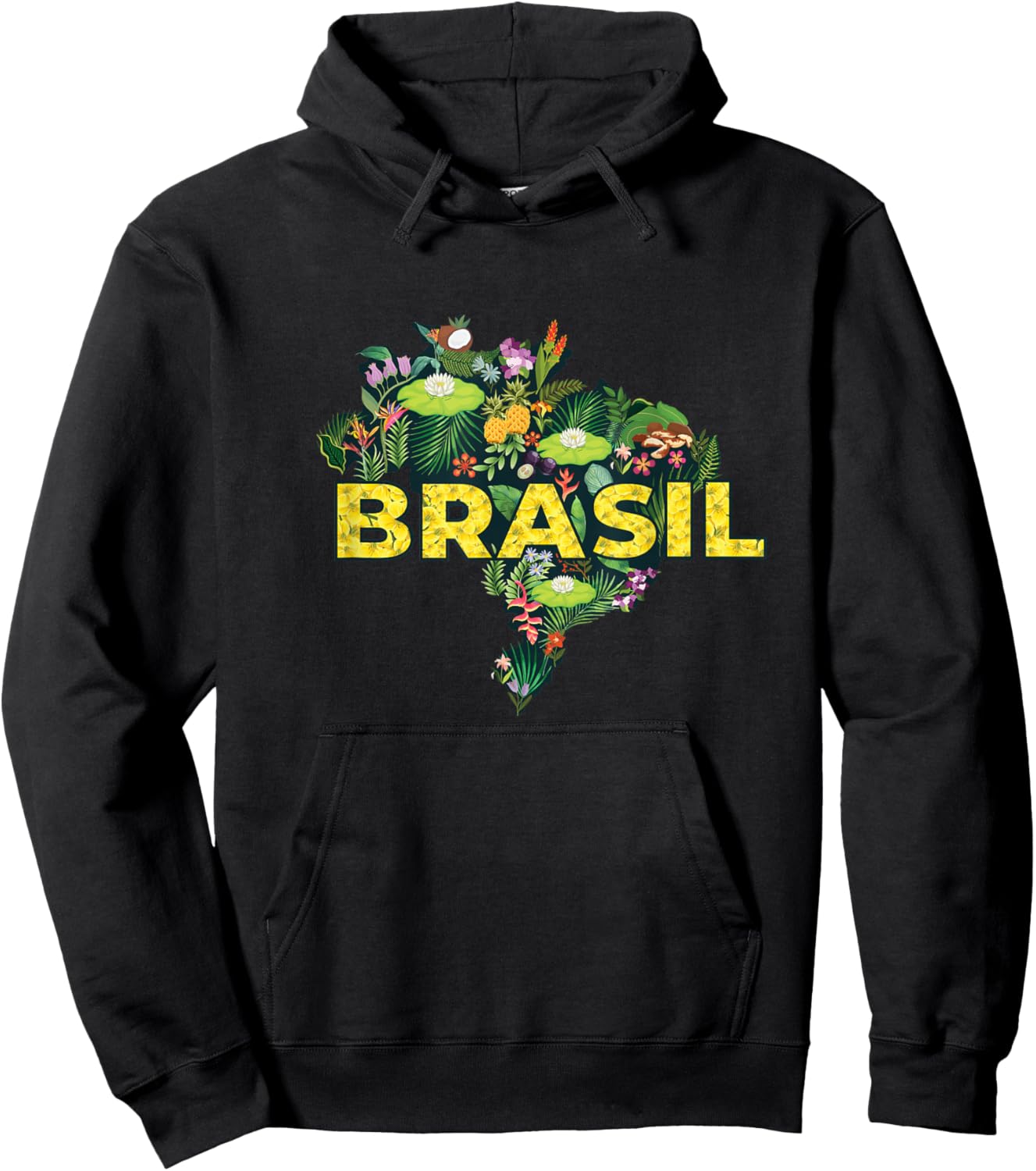 Brazil Botanical Map - Brazilian Carnival Brasil Souvenir Hoodie - Hoodie | Black