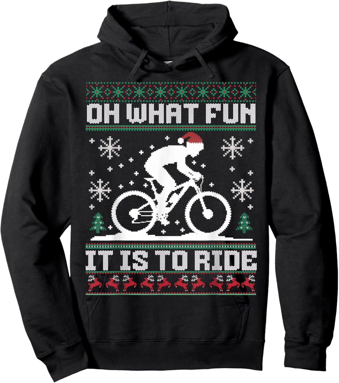 Oh What Fun It Is To Ride Mountain Bike Biker Christmas Hoodie - Hoodie | Black