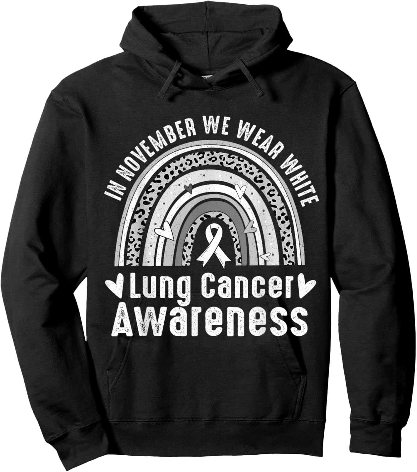 In November We Wear White Lung Cancer Awareness Rainbow Hoodie - Hoodie | Black