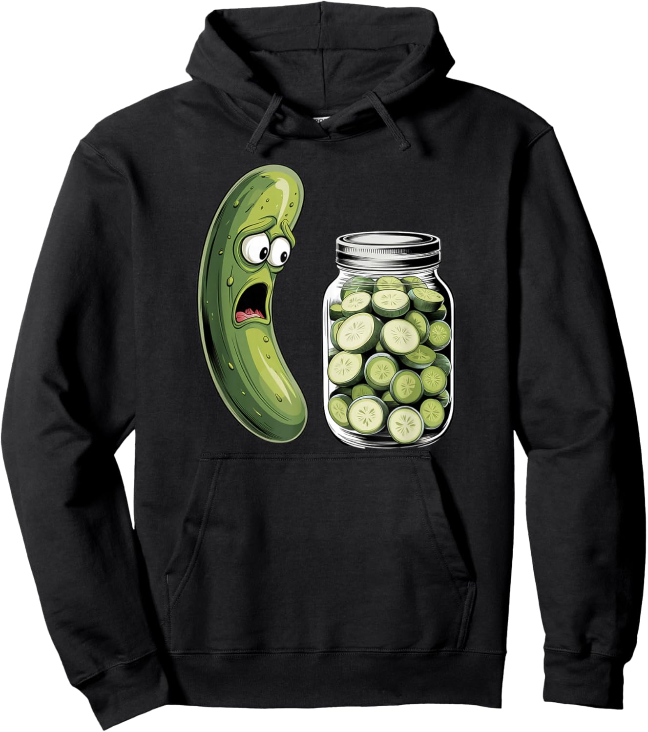 Funny Pickle Surprise A Cucumber And A Jar Of Sliced Pickles Hoodie - Hoodie | Black