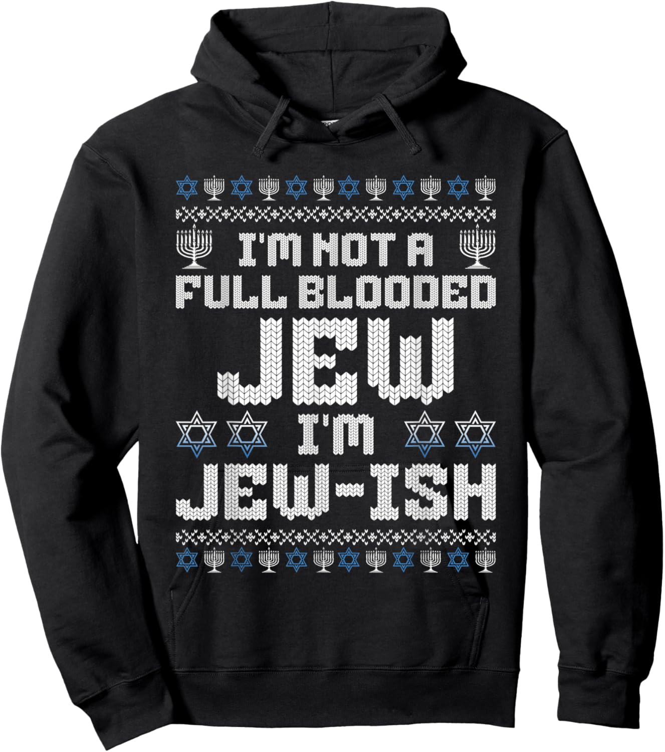 Hanukkah Funny Not Full Blooded Jew Jewish Men Women Kids Hoodie - Hoodie | Black