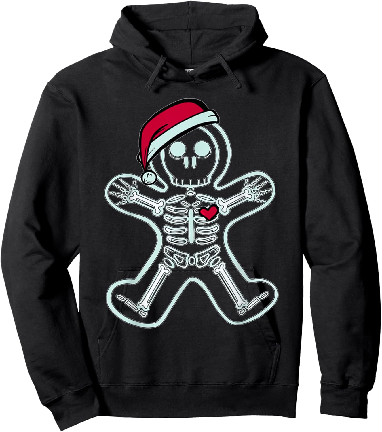 Christmas XRay Gingerbread Man Skeleton Santa Hat Radiology Hoodie - Hoodie | Black