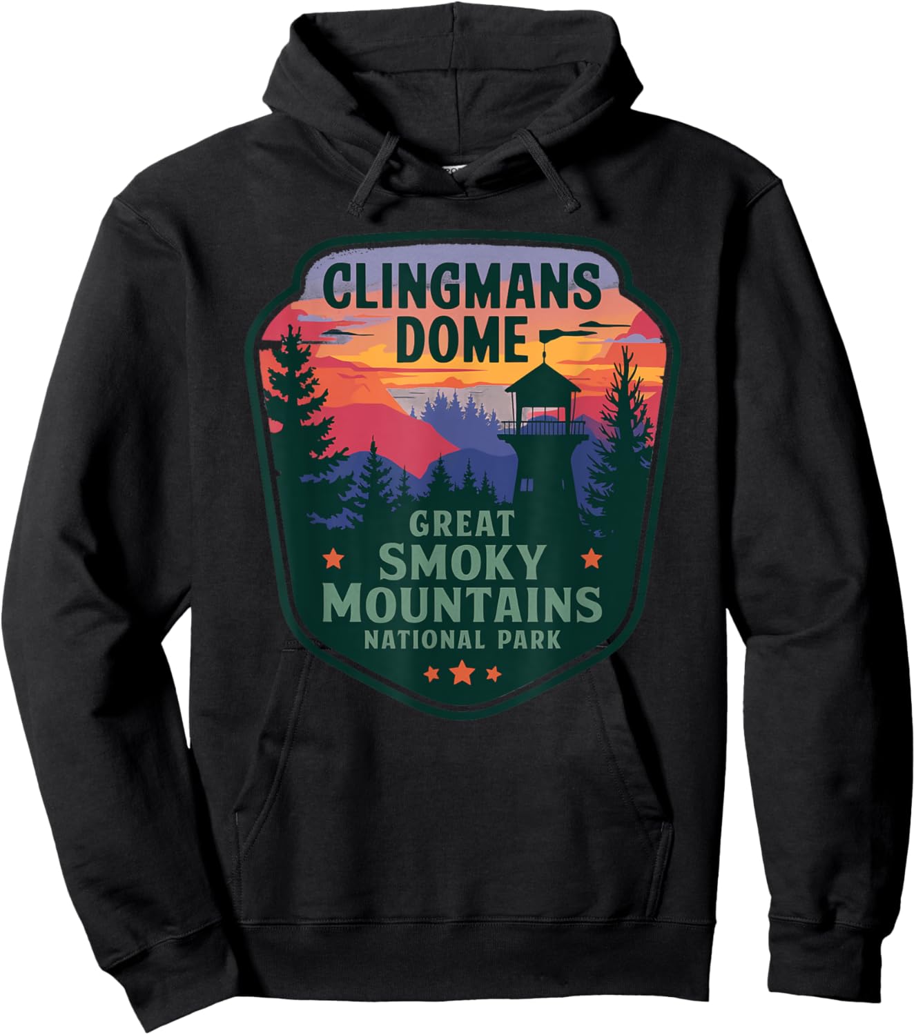Clingmans Dome Great Smoky Mountains Bear Vintage Hoodie - Hoodie | Black